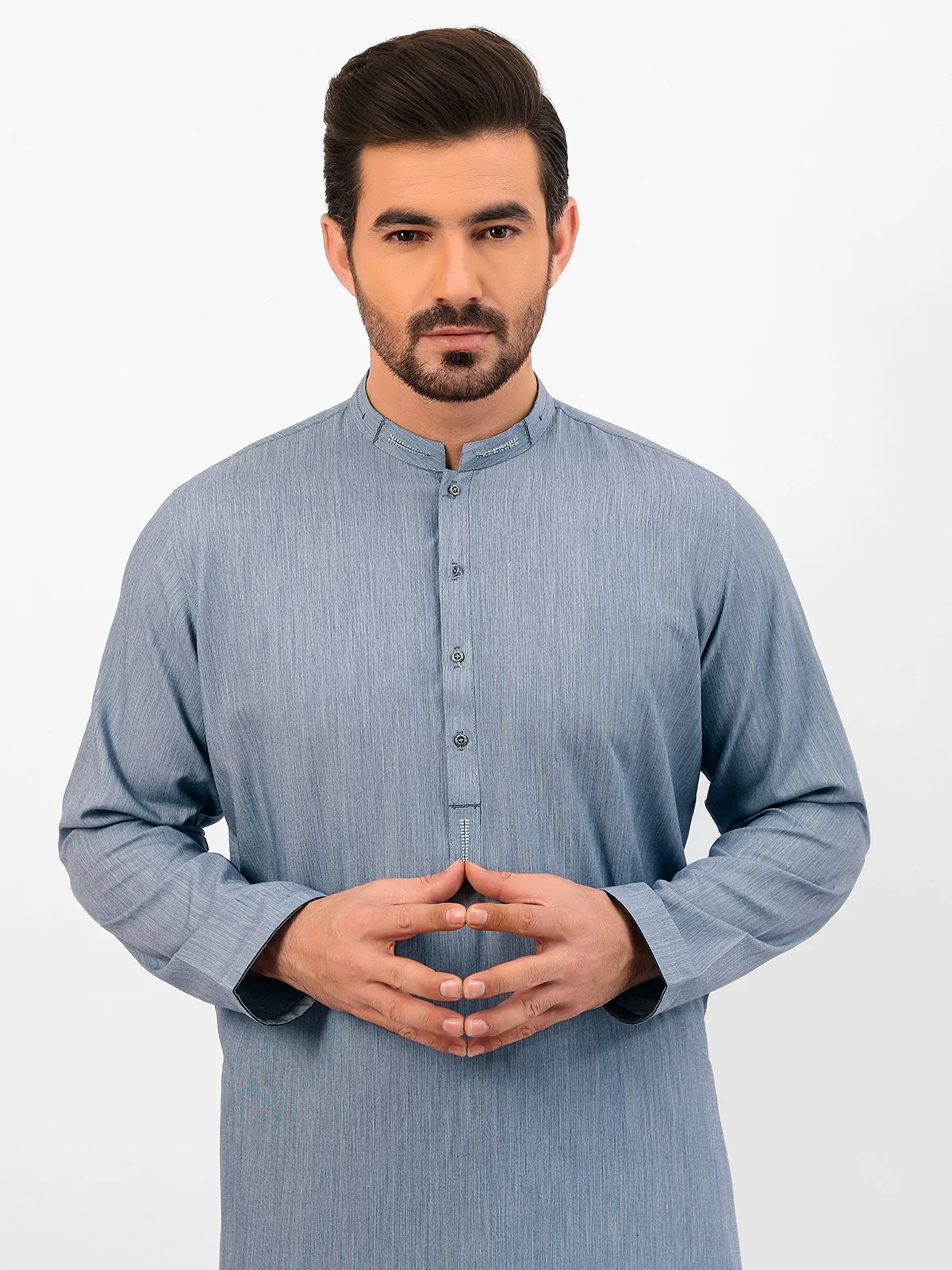 Men's Light Blue Shalwar Kameez - EMTKS21S-40886 - Image 2