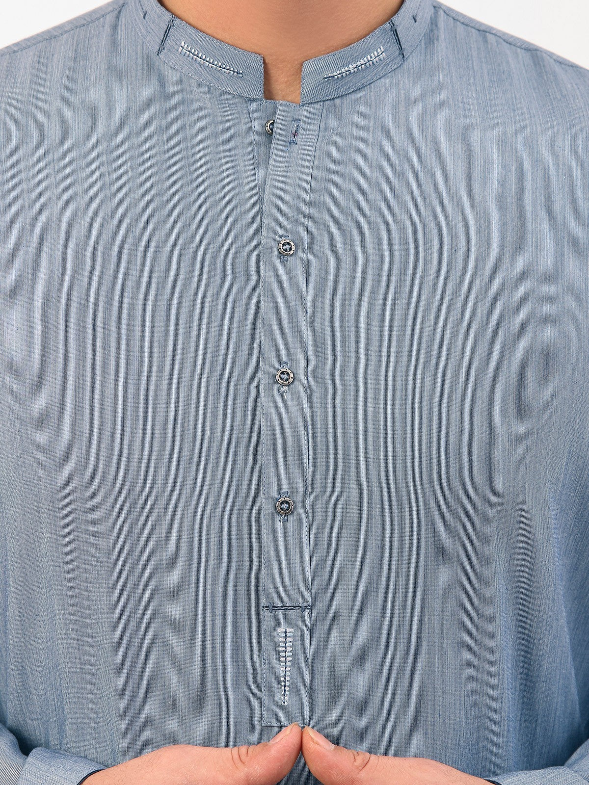 Men's Light Blue Shalwar Kameez - EMTKS21S-40886 - Image 3