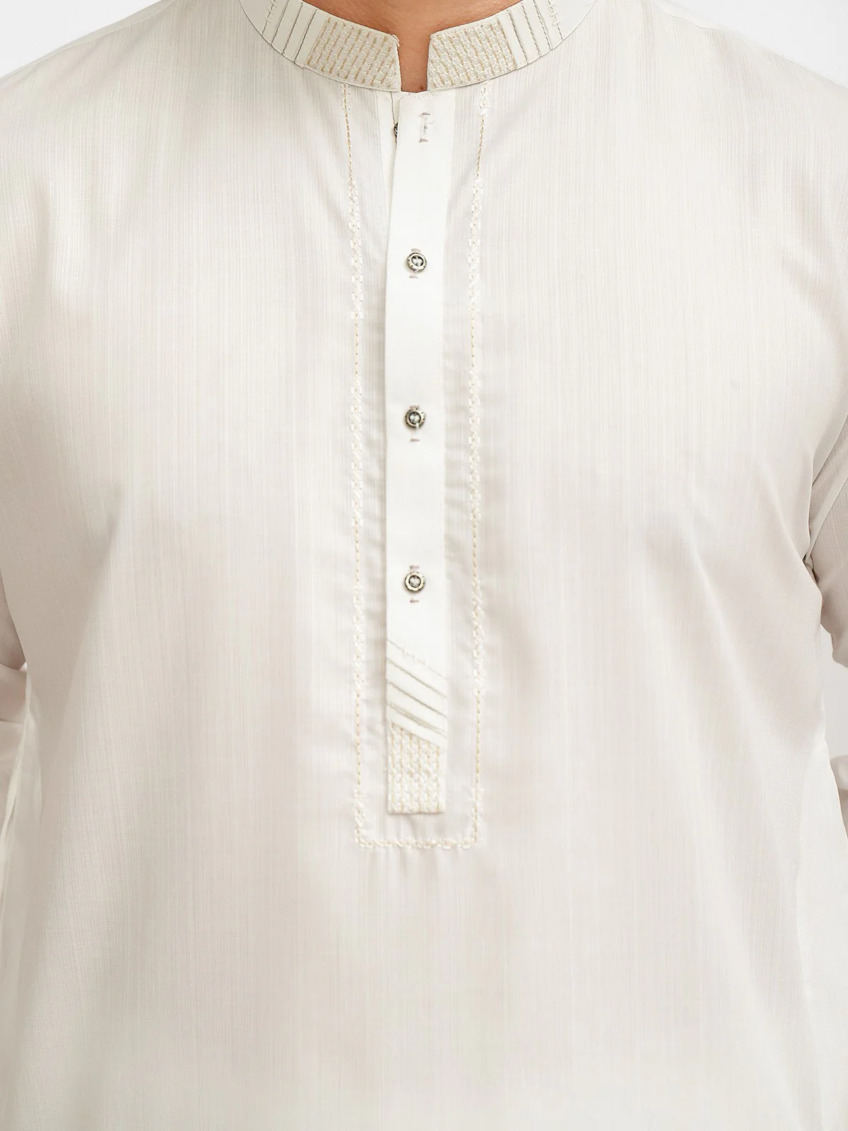 Men's Off White Shalwar Kameez - EMTKS21S-40887 - Image 2