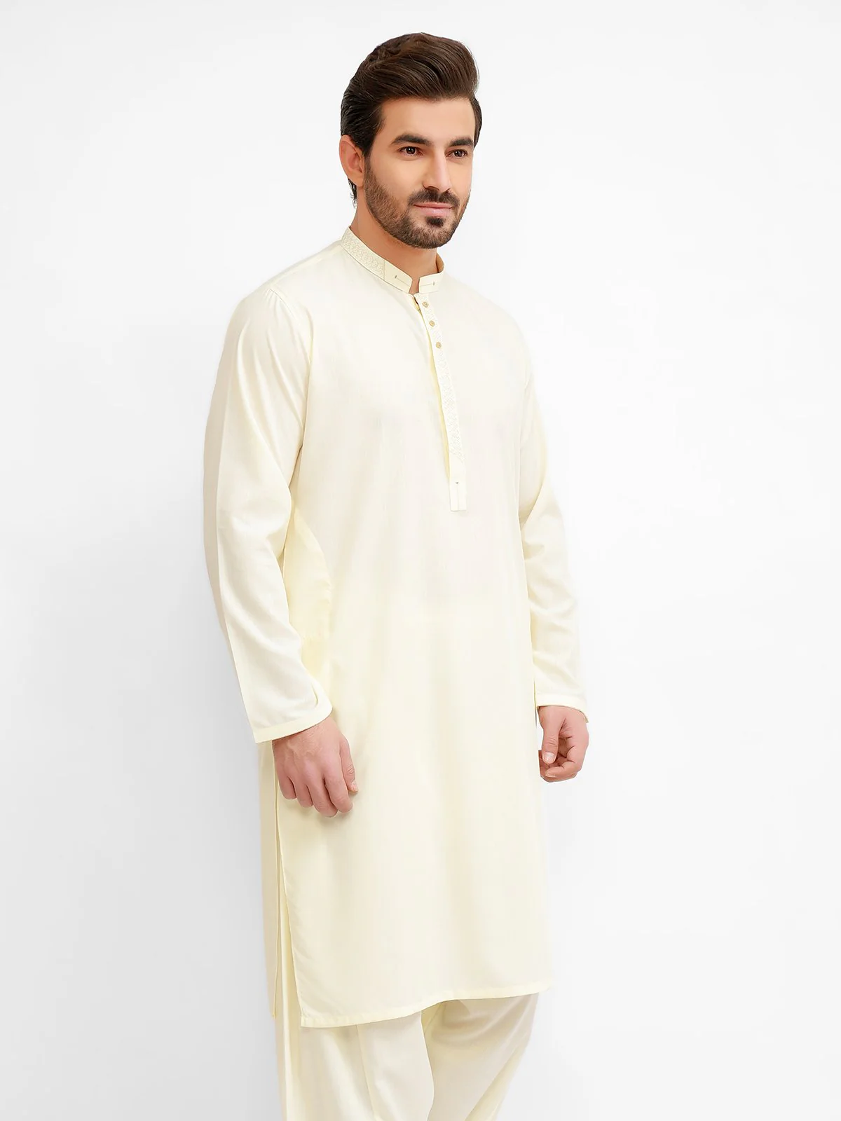 Men's Cream Shalwar Kameez - EMTKS21S-40888