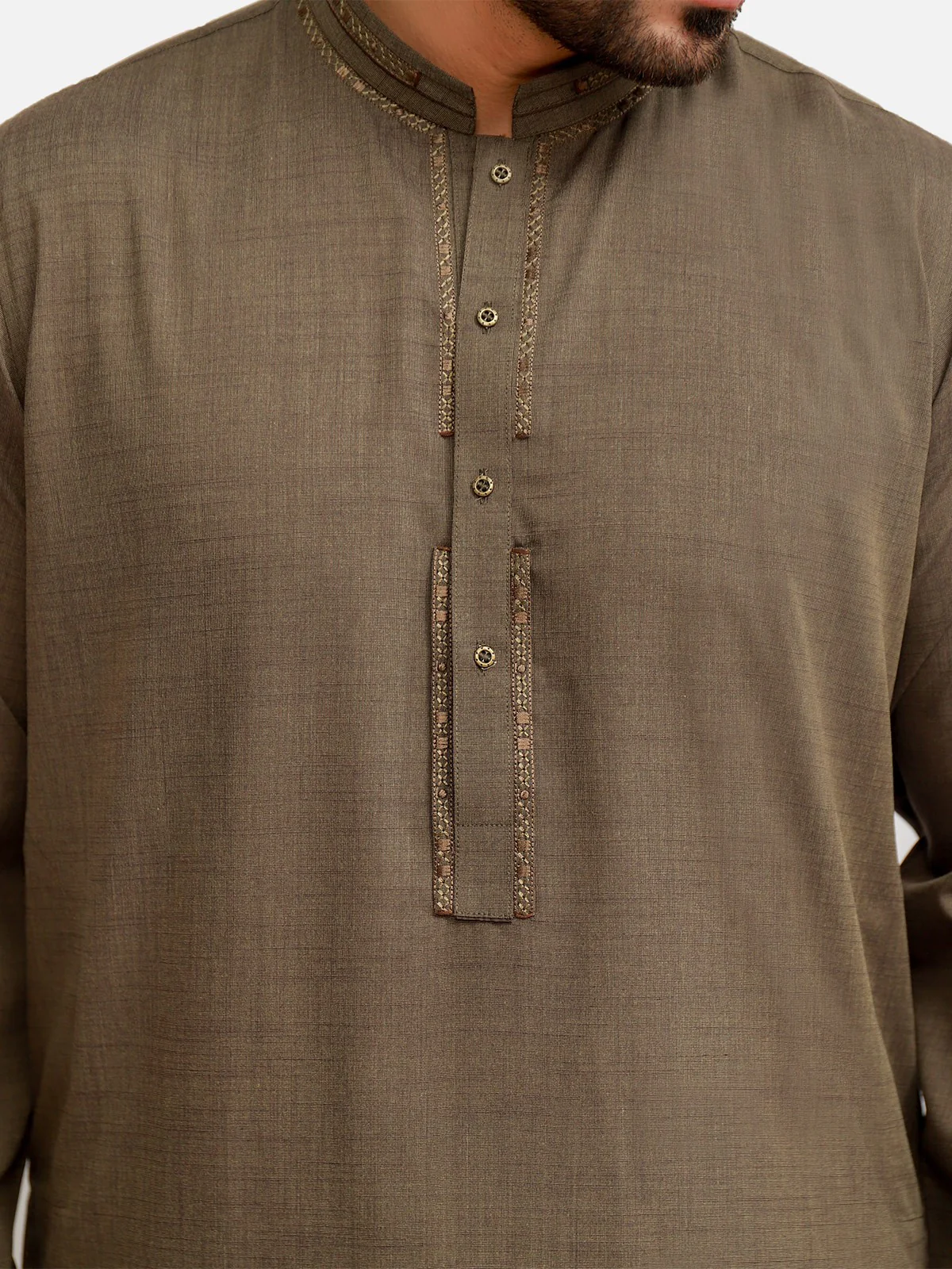 Men's Mehndi Shalwar Kameez - EMTKS21S-40890 - Image 2