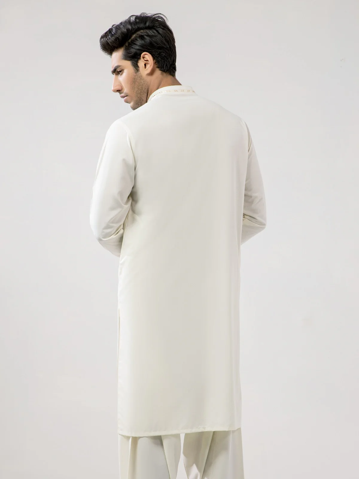 Men's Cream Shalwar Kameez - EMTKS21S-40892 - Image 4