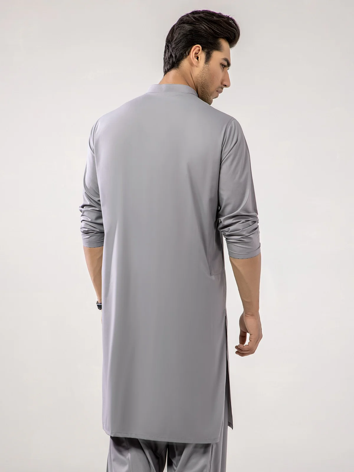 Men's Grey Shalwar Kameez - EMTKS21S-40894 - Image 4