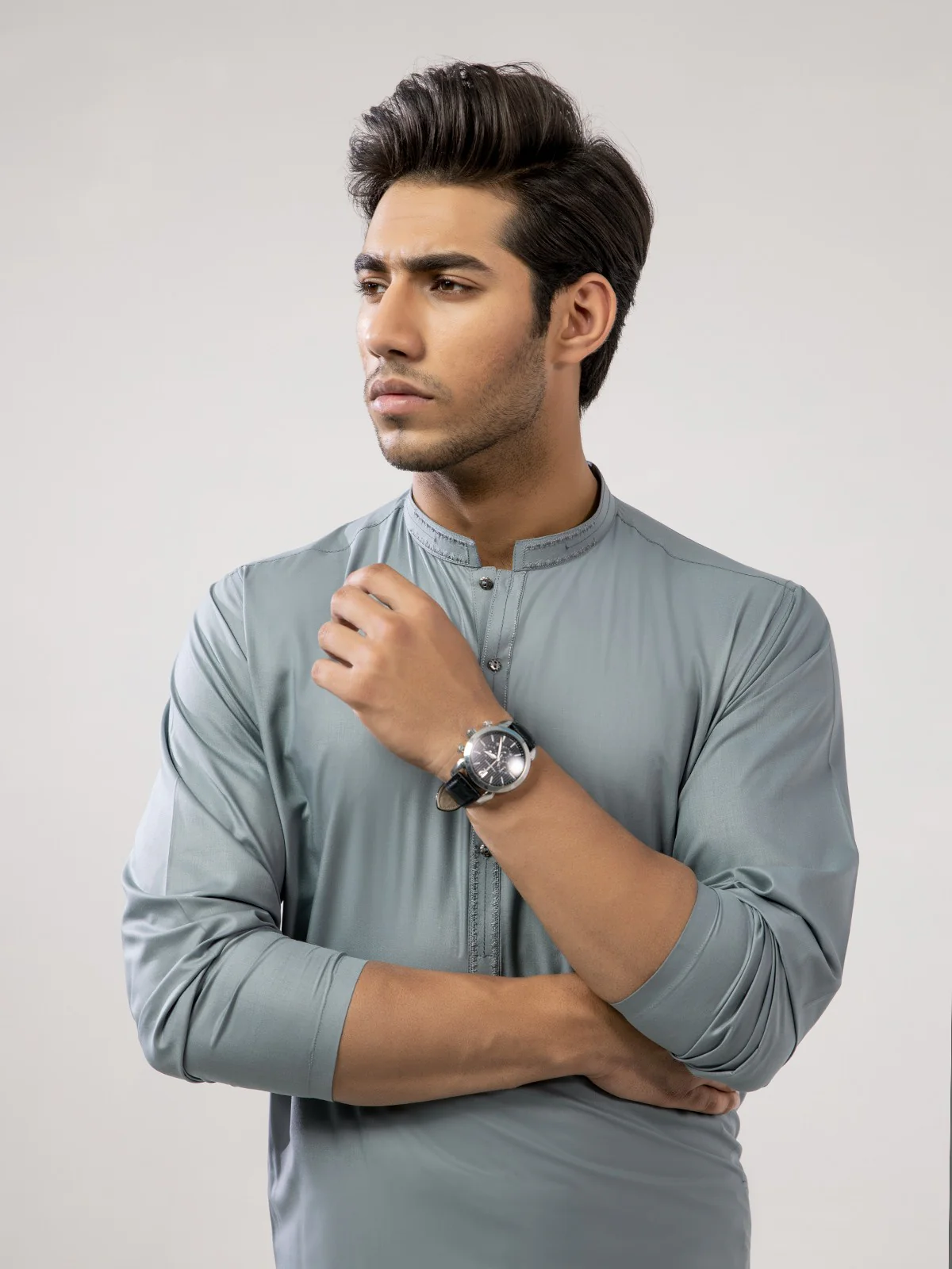 Men's Sea Green Shalwar Kameez - EMTKS21S-40896 - Image 2