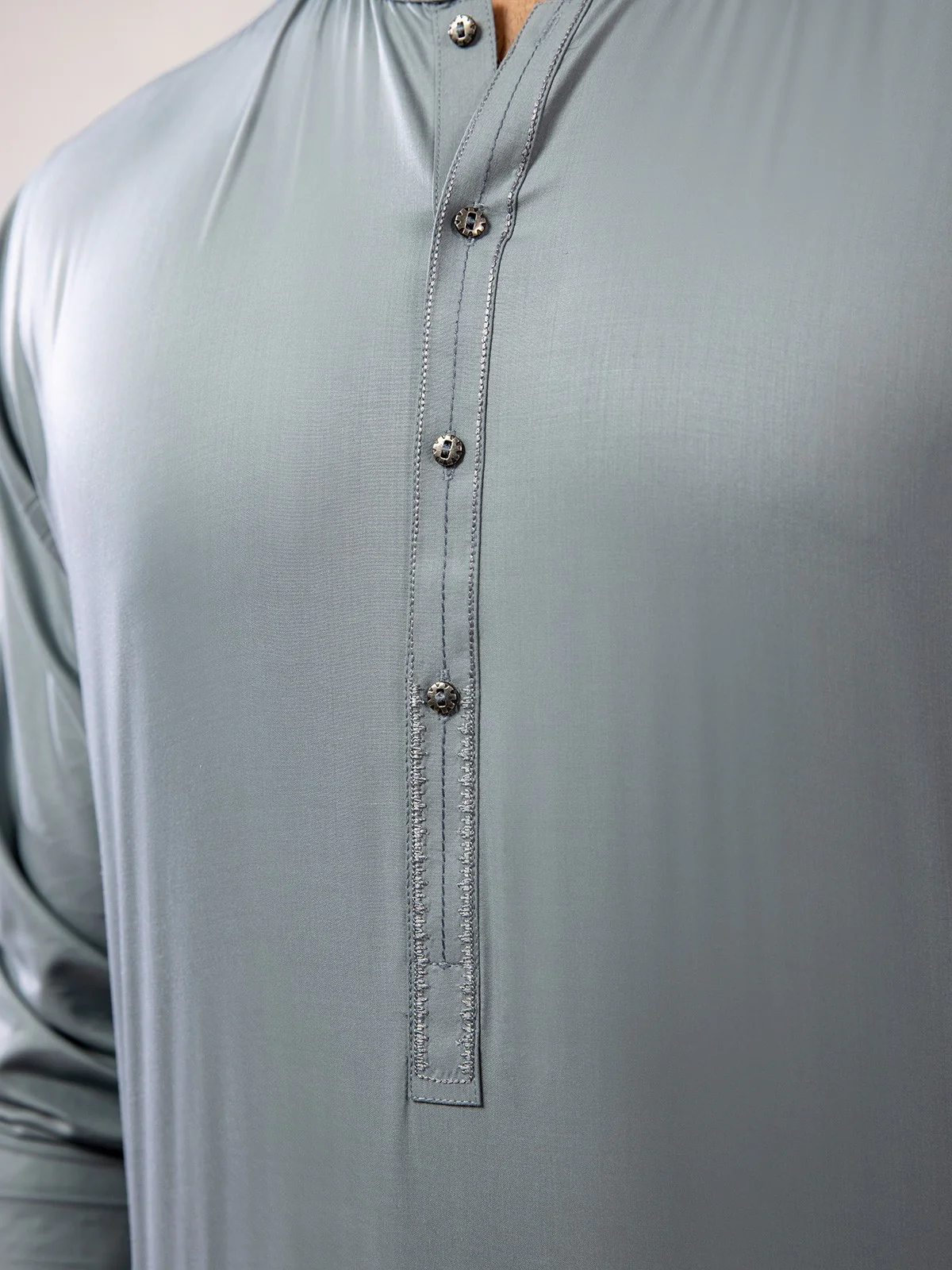 Men's Sea Green Shalwar Kameez - EMTKS21S-40896 - Image 3