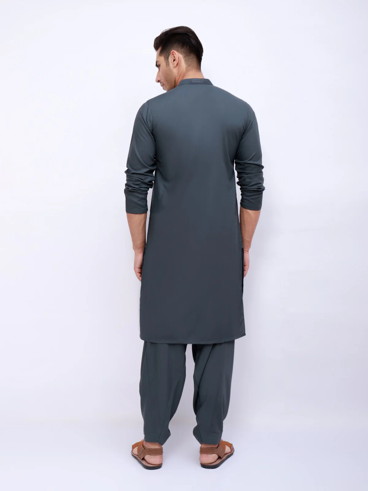 Men's Teal Shalwar Kameez - EMTKS21S-40900 - Image 3