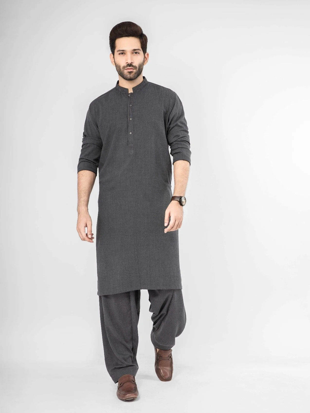 Men's Dark Grey Shalwar Kameez - EMTKS21S-40901