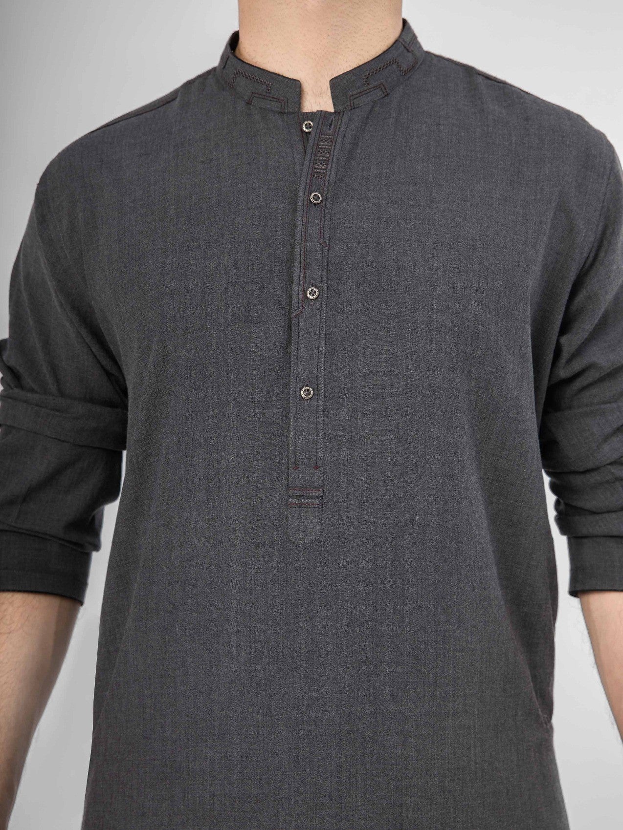 Men's Dark Grey Shalwar Kameez - EMTKS21S-40901 - Image 3