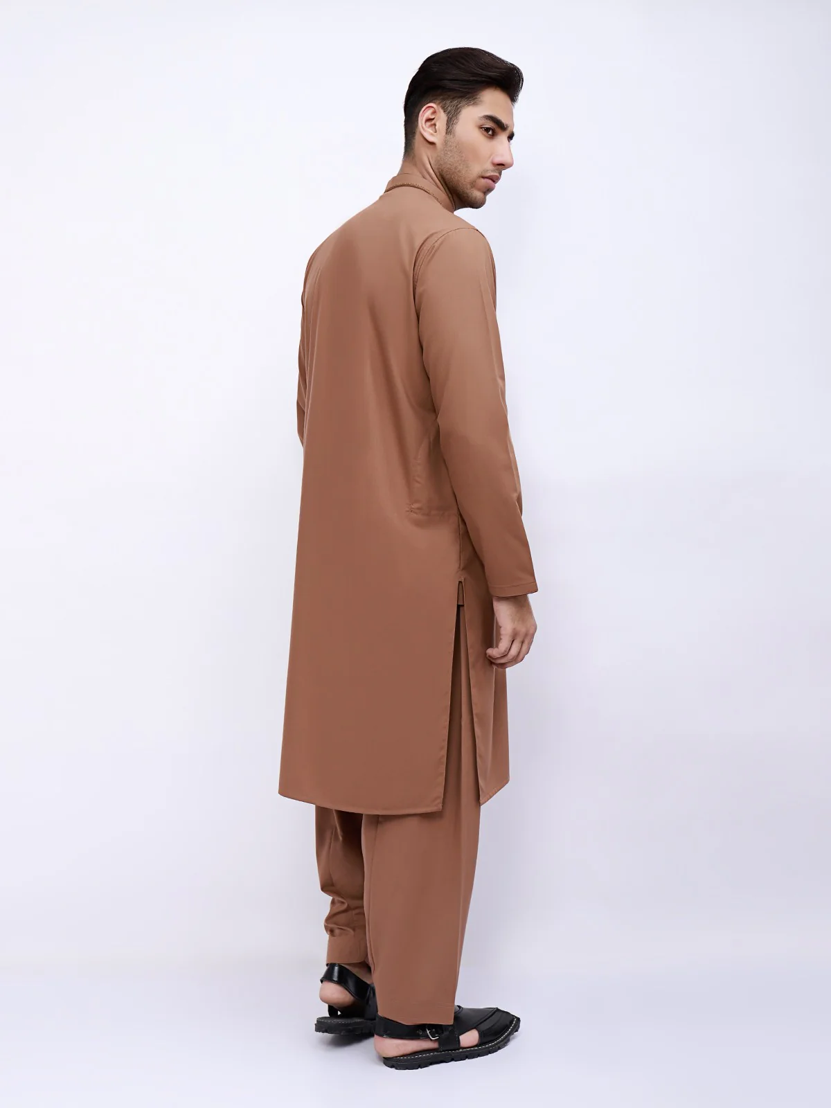 Men's Dead Brown Shalwar Kameez - EMTKS21S-40902 - Image 3