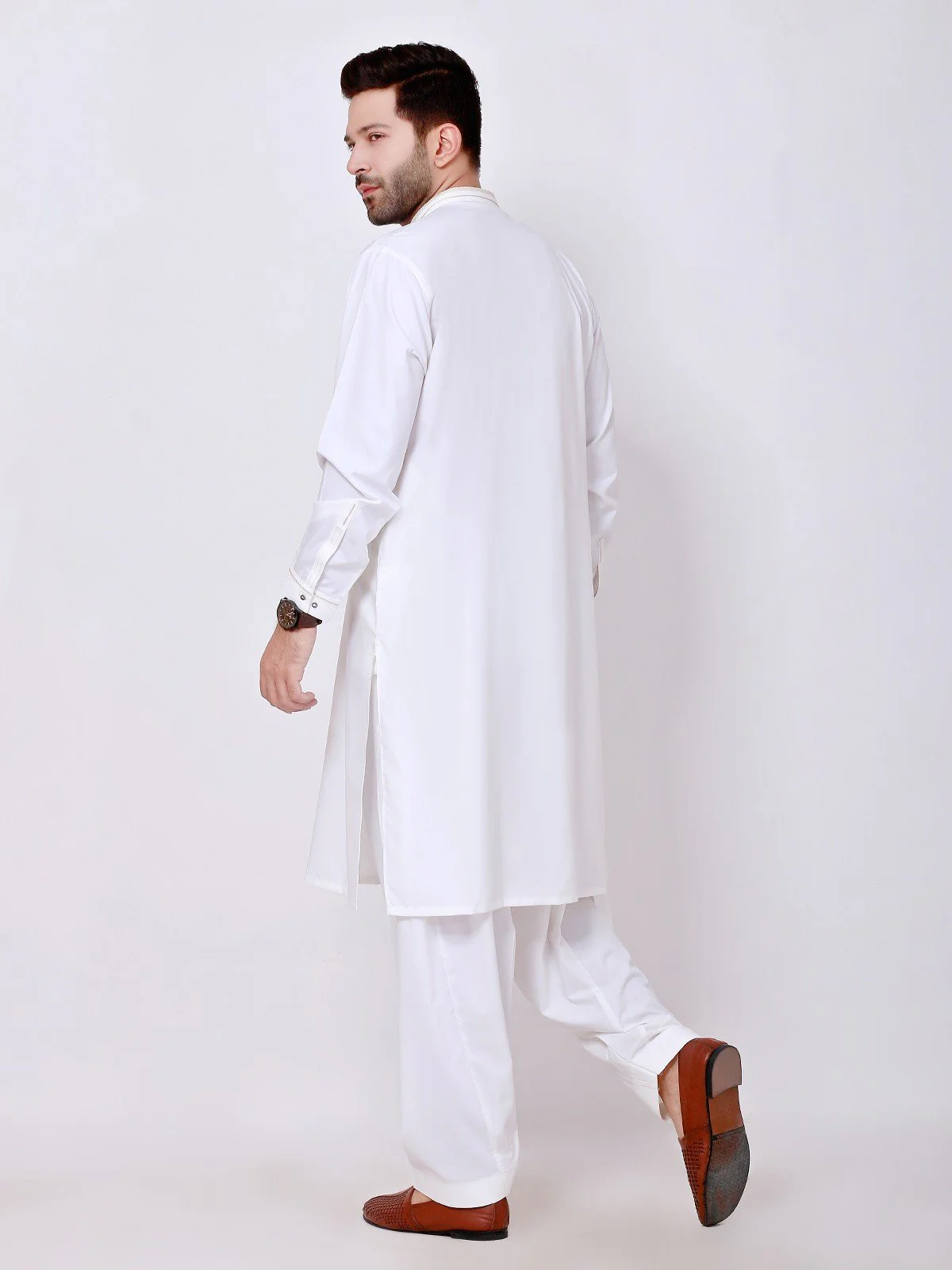 Men's Cream Shalwar Kameez - EMTKS21S-40904 - Image 2
