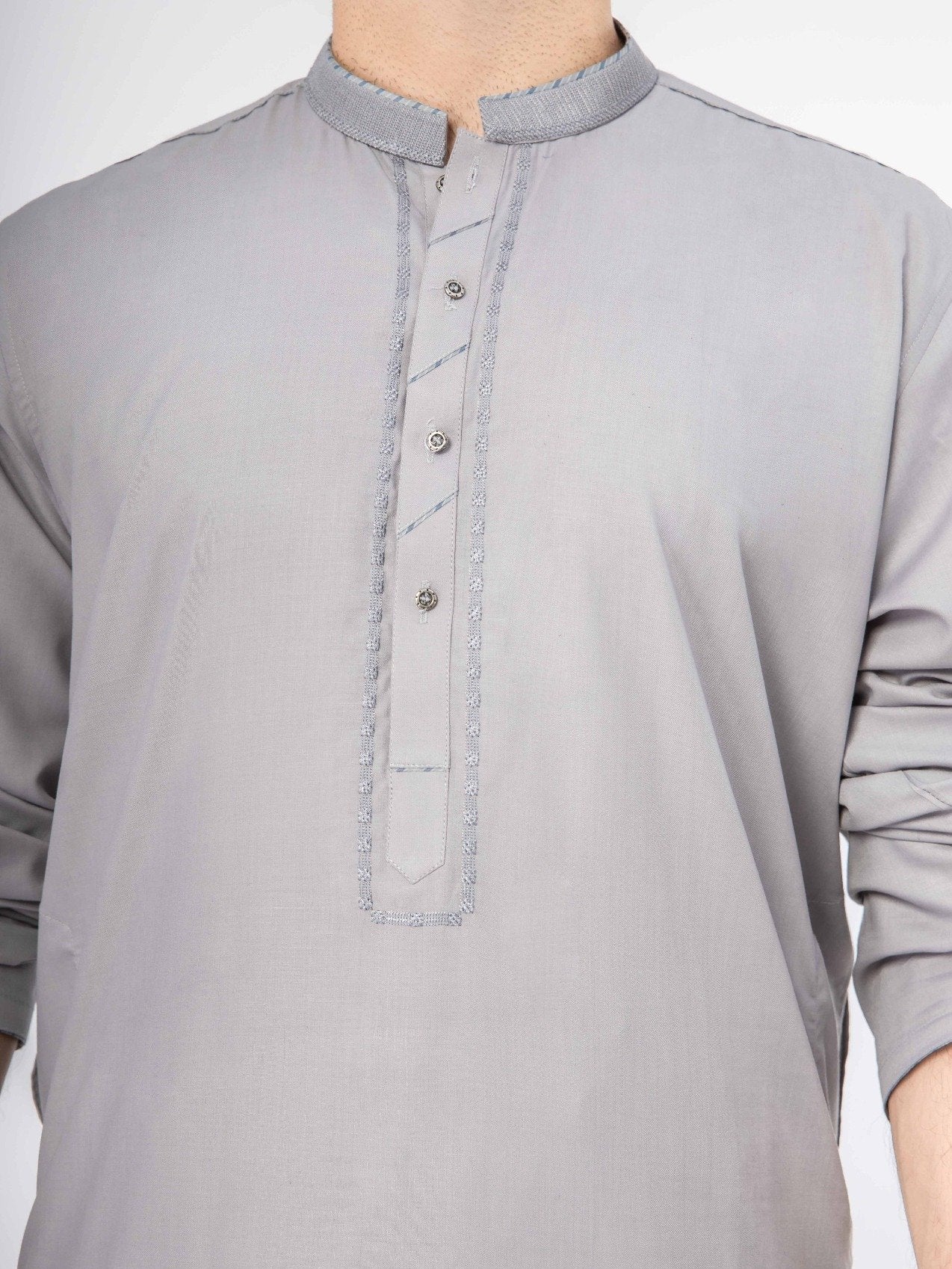 Men's Grey Shalwar Kameez - EMTKS21S-40907 - Image 2