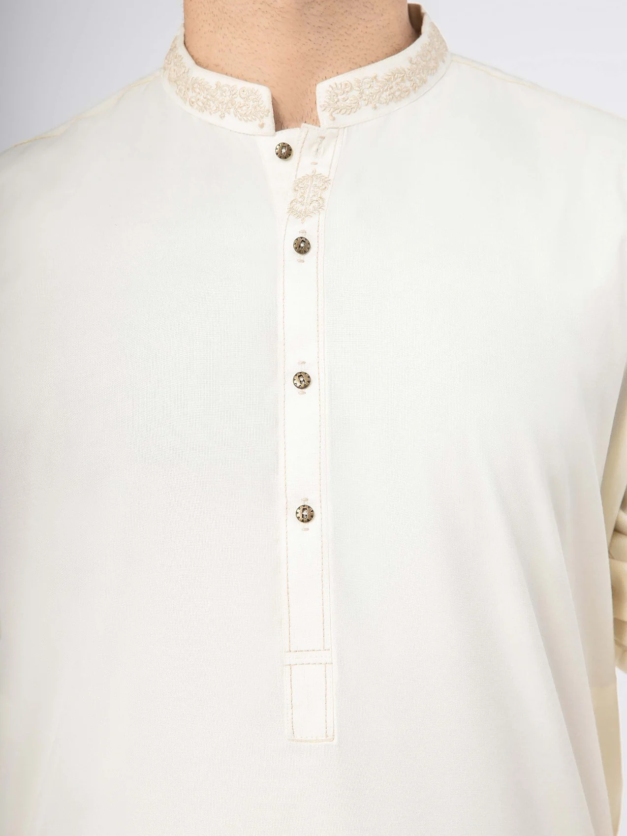 Men's Cream Shalwar Kameez - EMTKS21S-40910 - Image 3