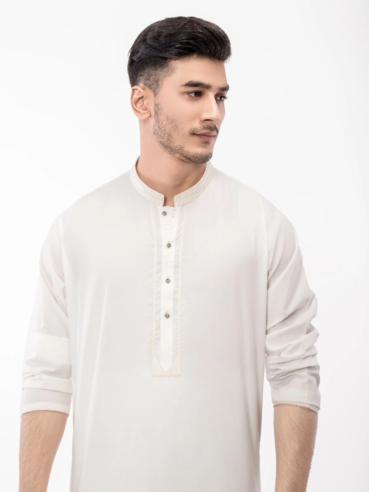 Men's Off White Shalwar Kameez - EMTKS21S-40912 - Image 2