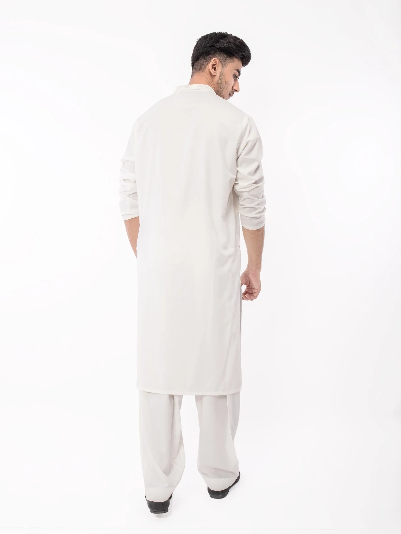 Men's Off White Shalwar Kameez - EMTKS21S-40912 - Image 3
