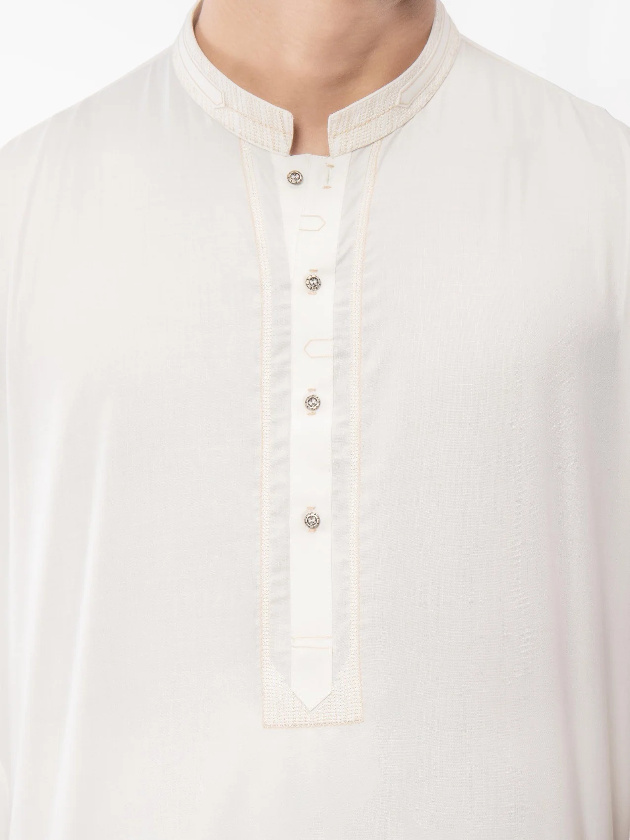 Men's Off White Shalwar Kameez - EMTKS21S-40912 - Image 4