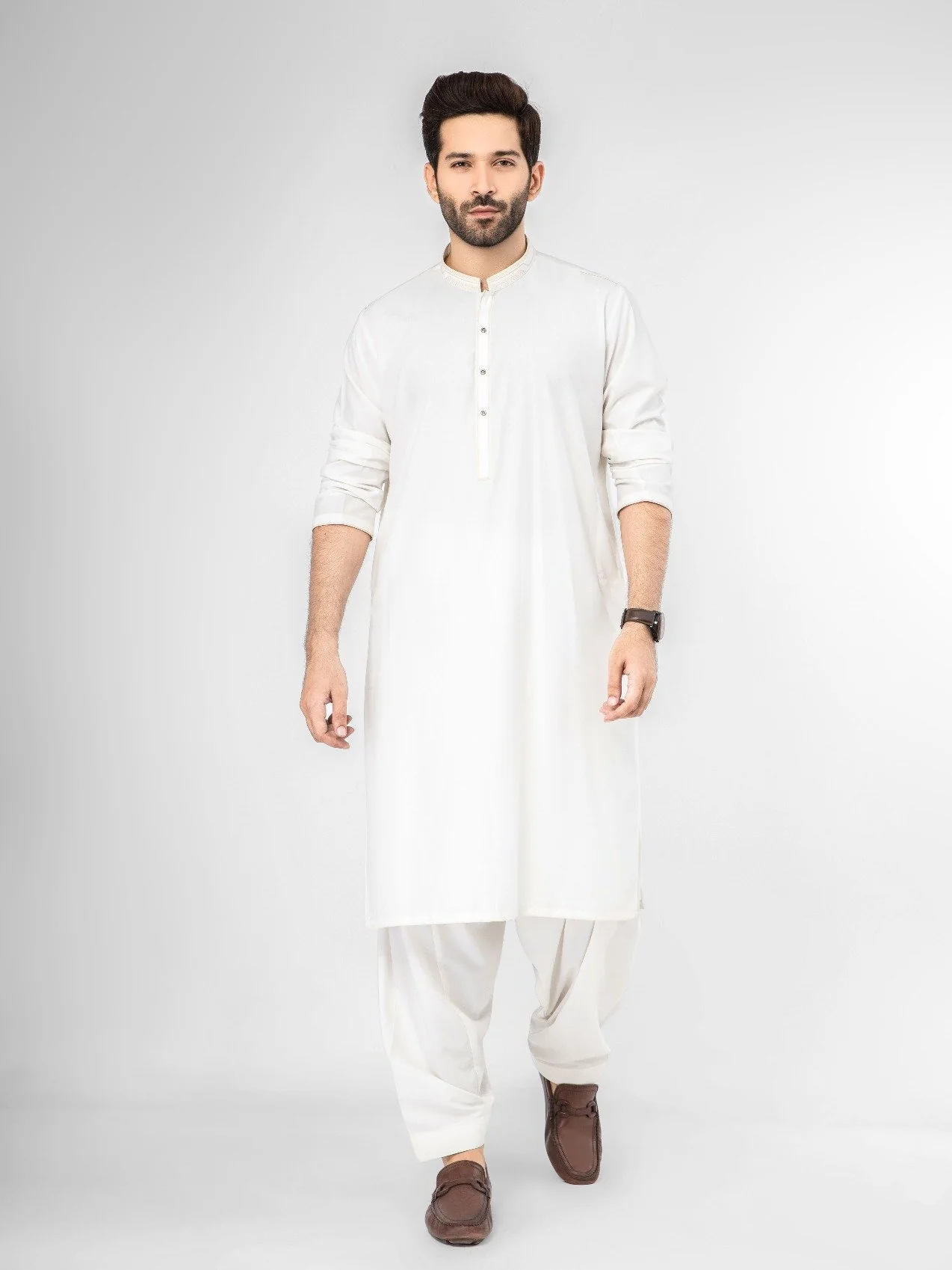 Men's Off White Shalwar Kameez - EMTKS21S-40913