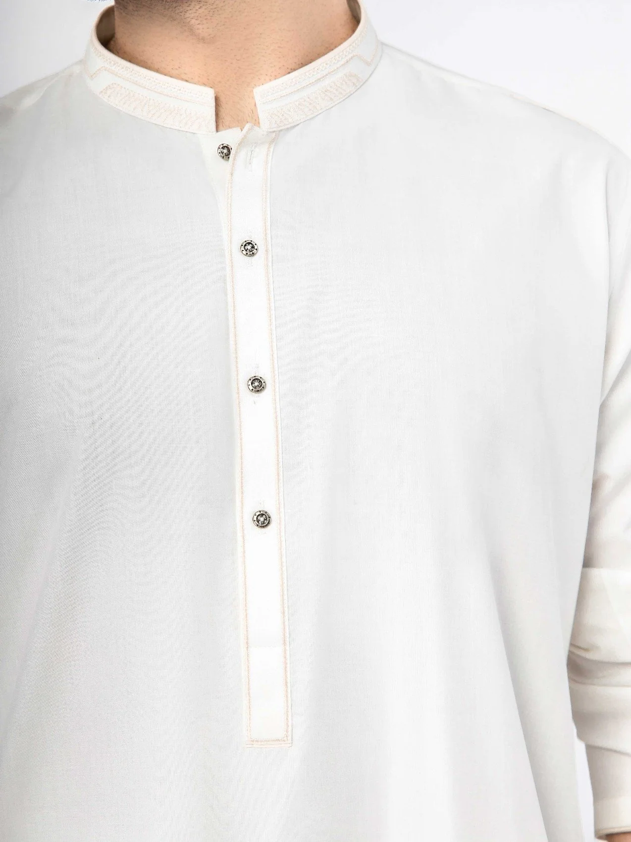Men's Off White Shalwar Kameez - EMTKS21S-40913 - Image 3