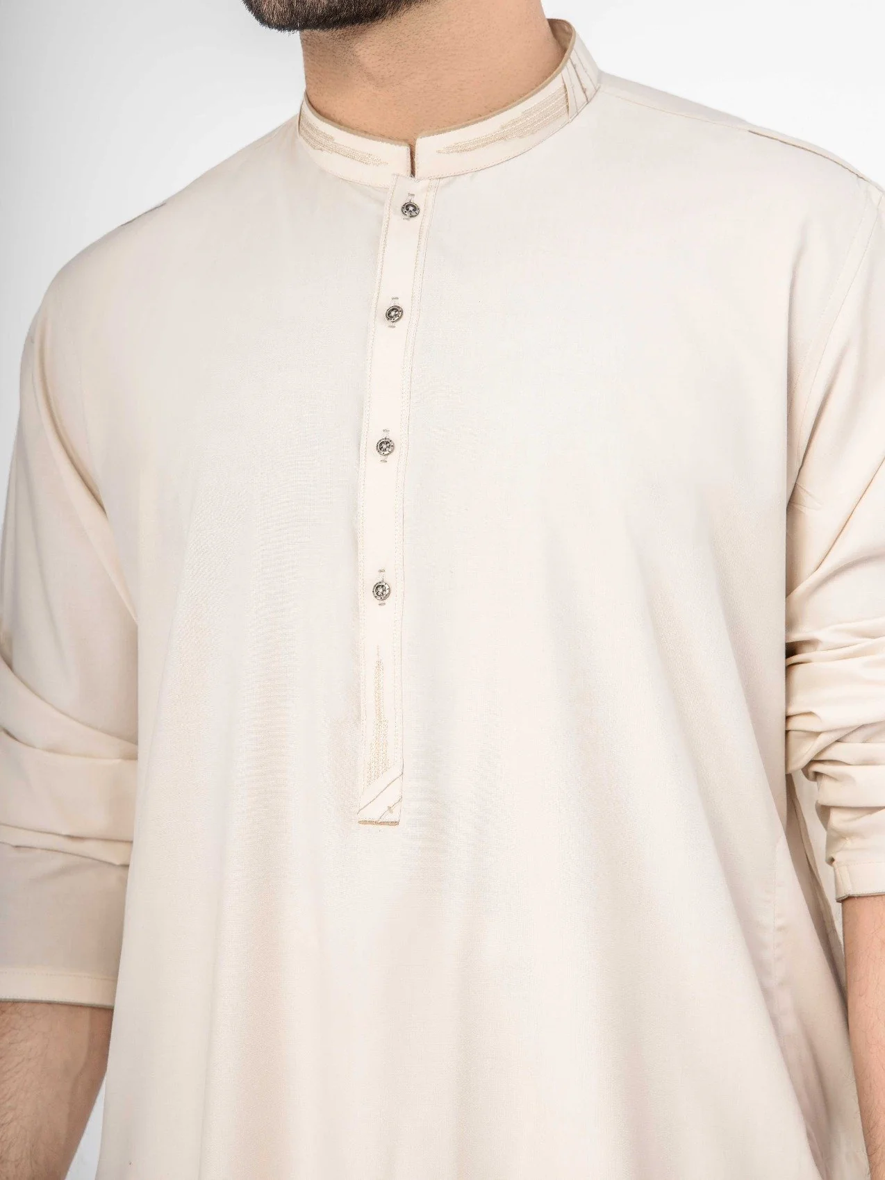 Men's Light Beige Shalwar Kameez - EMTKS21S-40914 - Image 3
