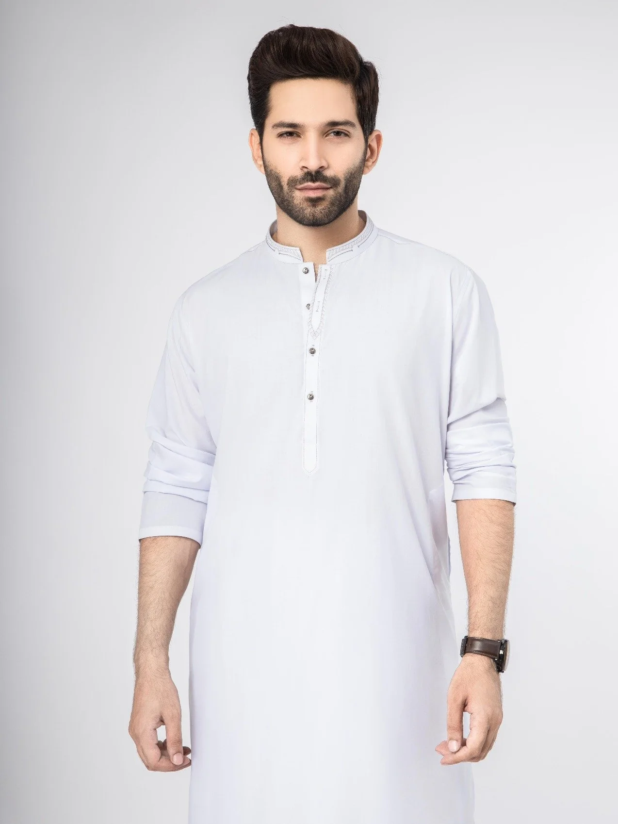 Men's White Shalwar Kameez - EMTKS21S-40916 - Image 2