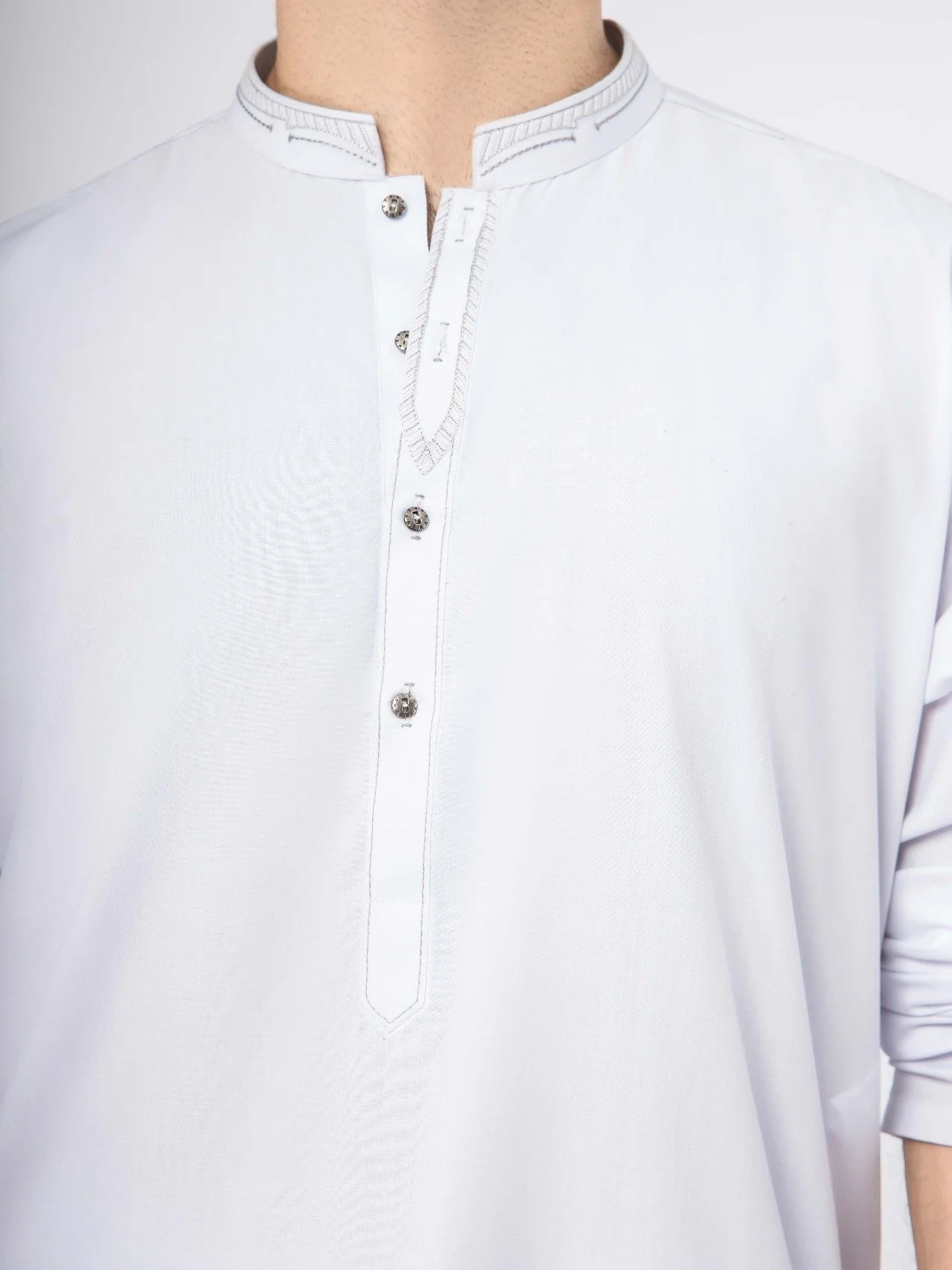 Men's White Shalwar Kameez - EMTKS21S-40916 - Image 3