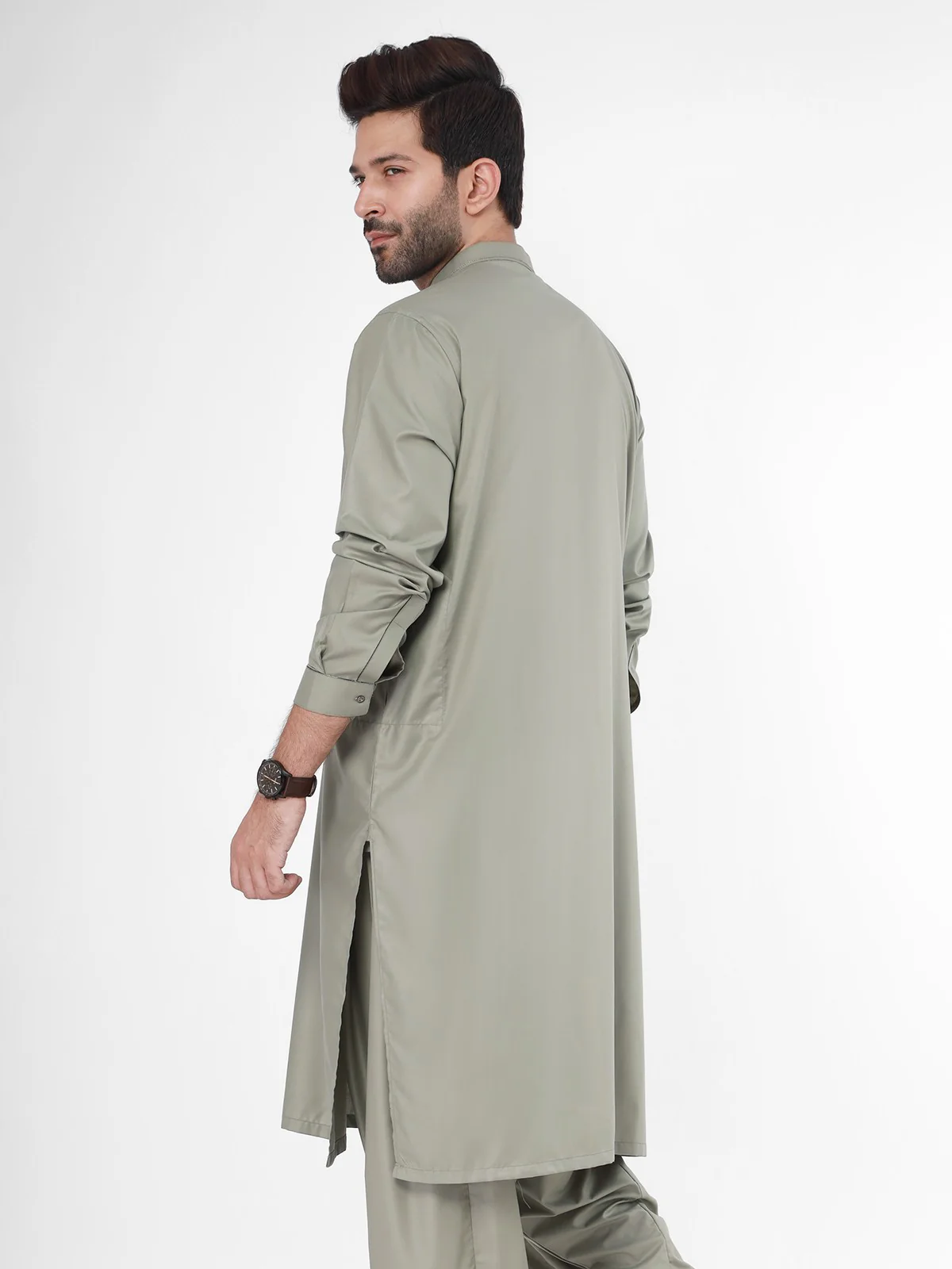Men's Sage Shalwar Kameez - EMTKS21S-40917 - Image 3