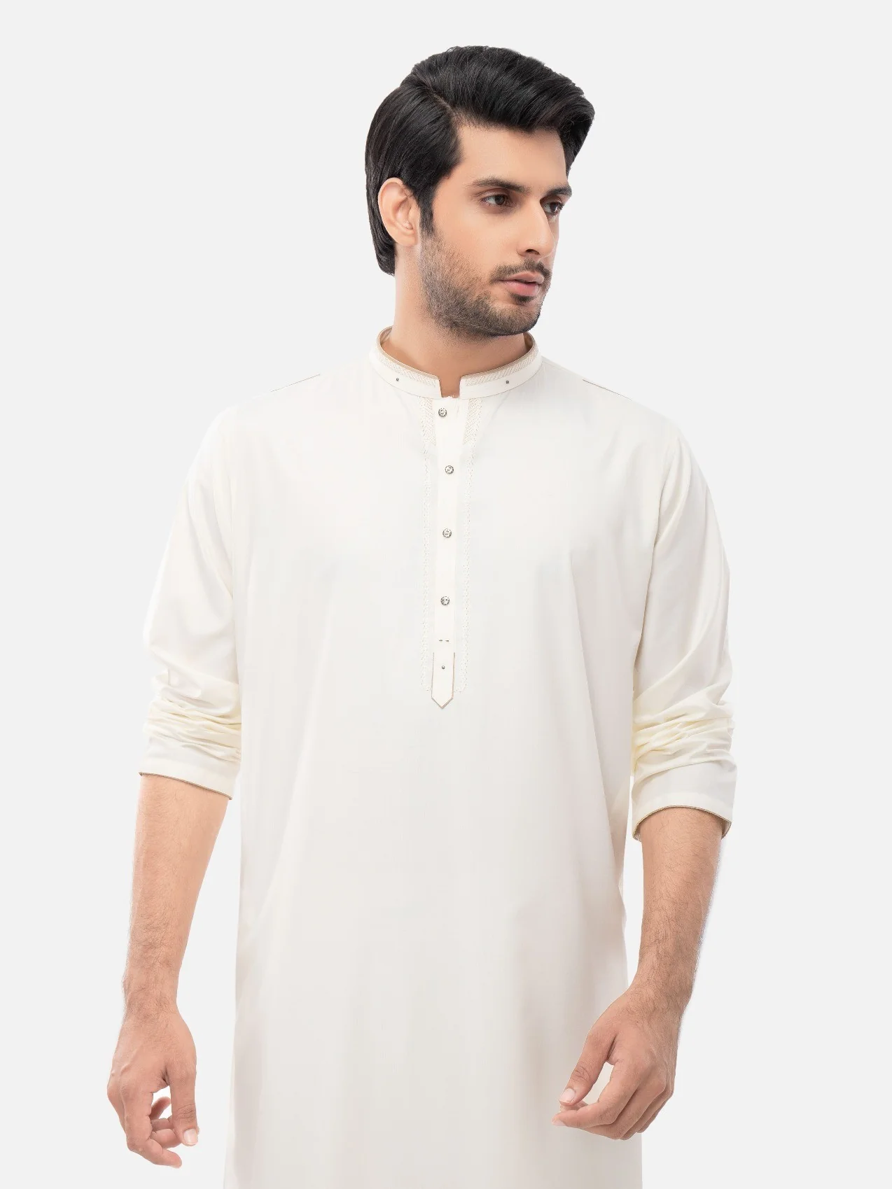 Men's Cream Shalwar Kameez - EMTKS21S-40918 - Image 2