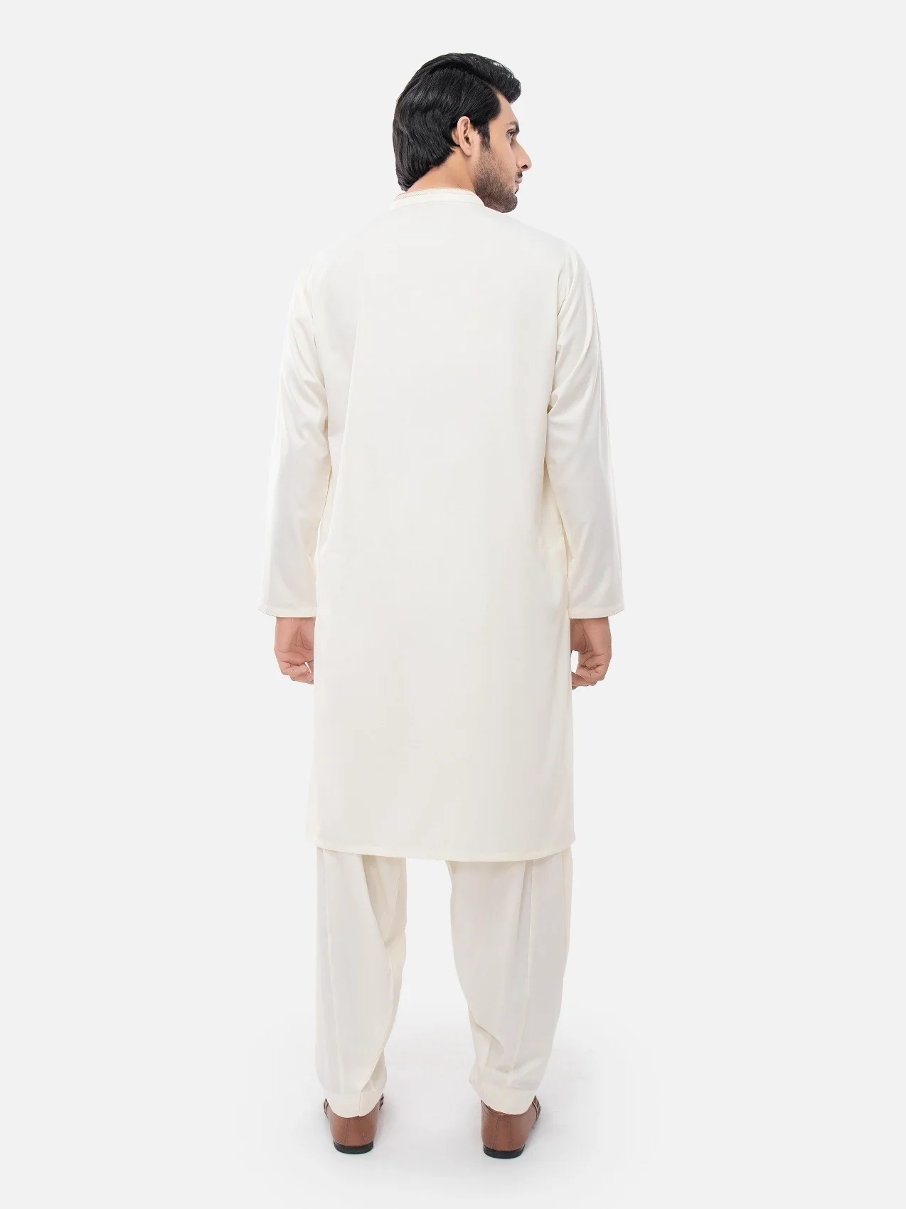 Men's Cream Shalwar Kameez - EMTKS21S-40918 - Image 4