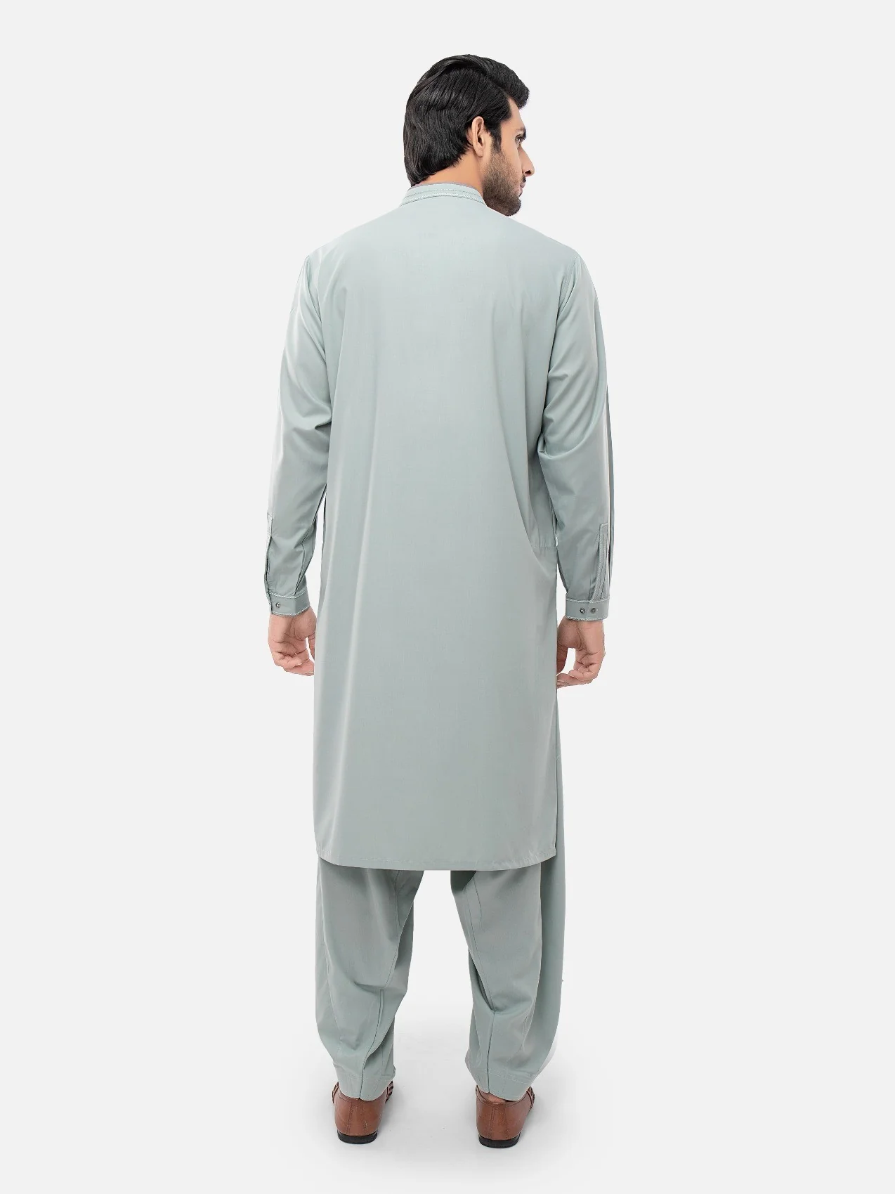 Men's Mist Green Shalwar Kameez - EMTKS21S-40919 - Image 4