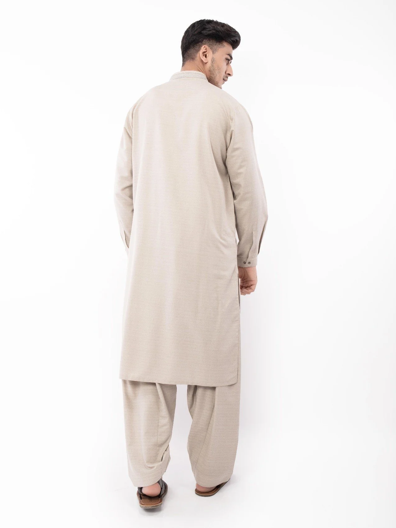 Men's Light Coffee Shalwar Kameez - EMTKS21S-40920 - Image 3