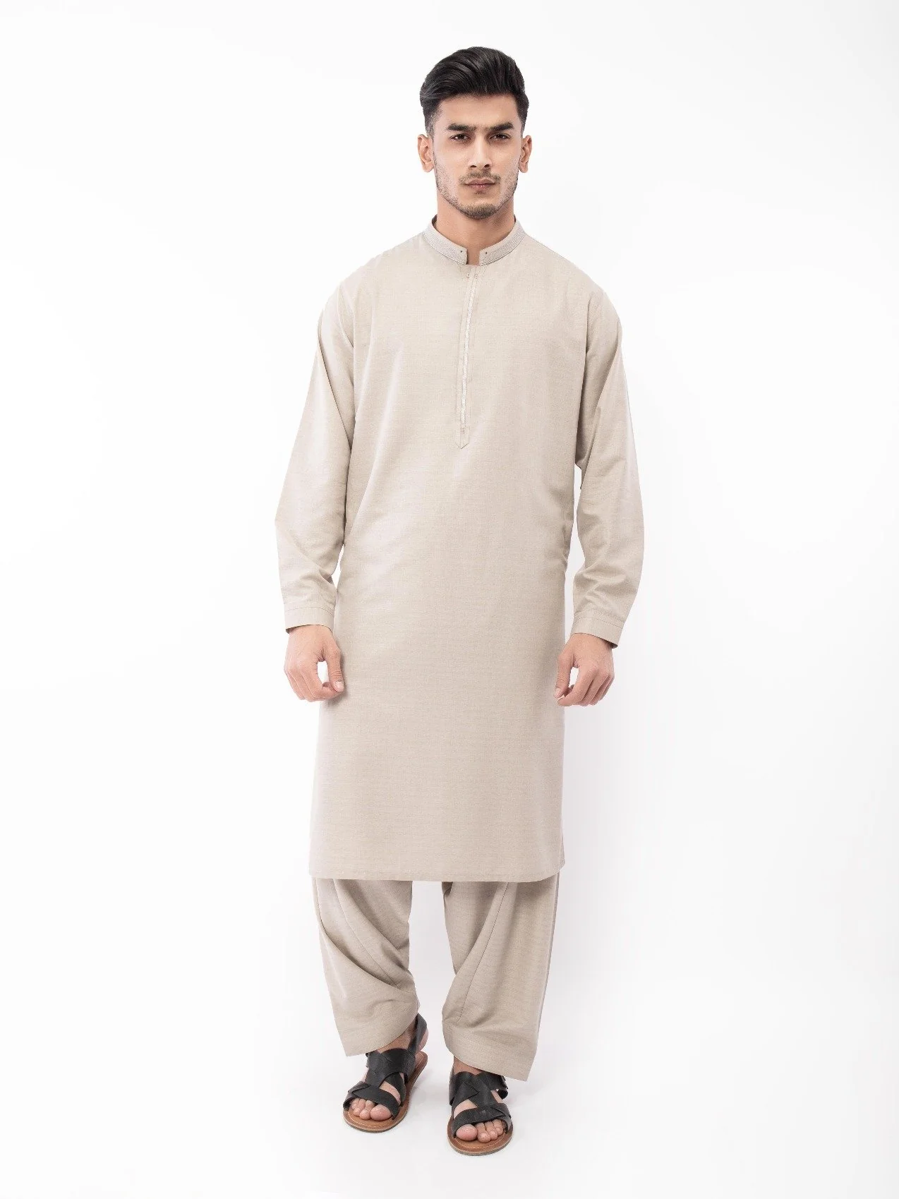 Men's Light Coffee Shalwar Kameez - EMTKS21S-40920 - Image 5