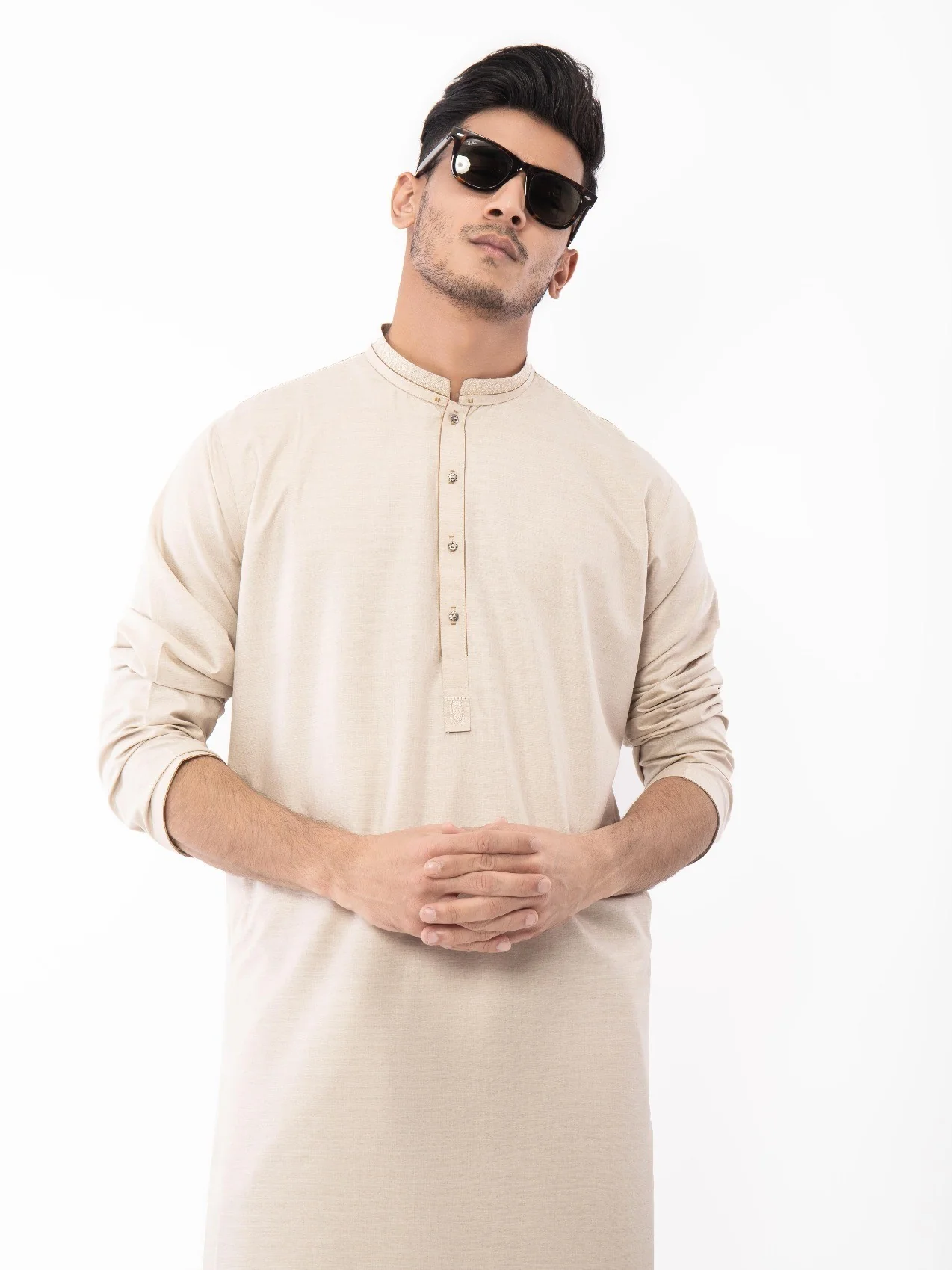 Men's Beige Shalwar Kameez - EMTKS21S-40921 - Image 2