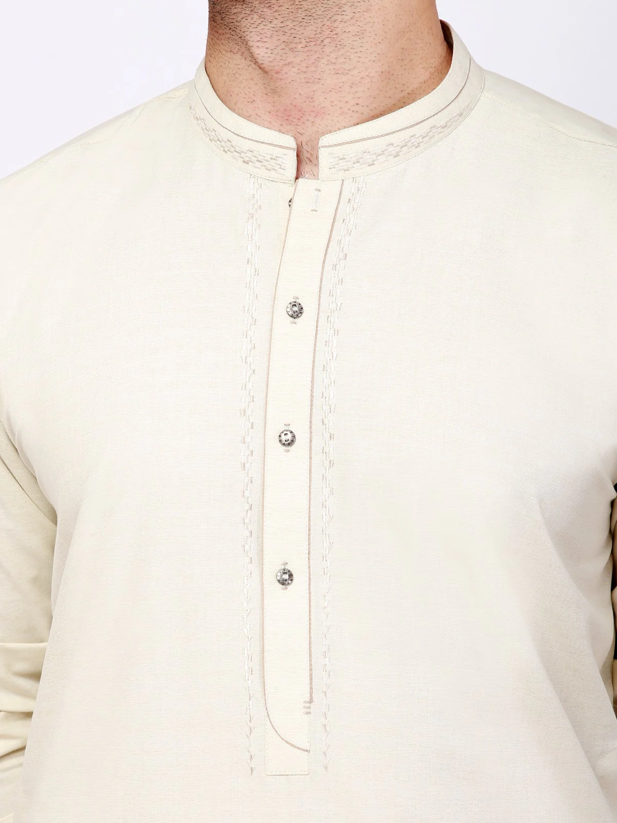 Men's Beige Shalwar Kameez - EMTKS21S-40922 - Image 3