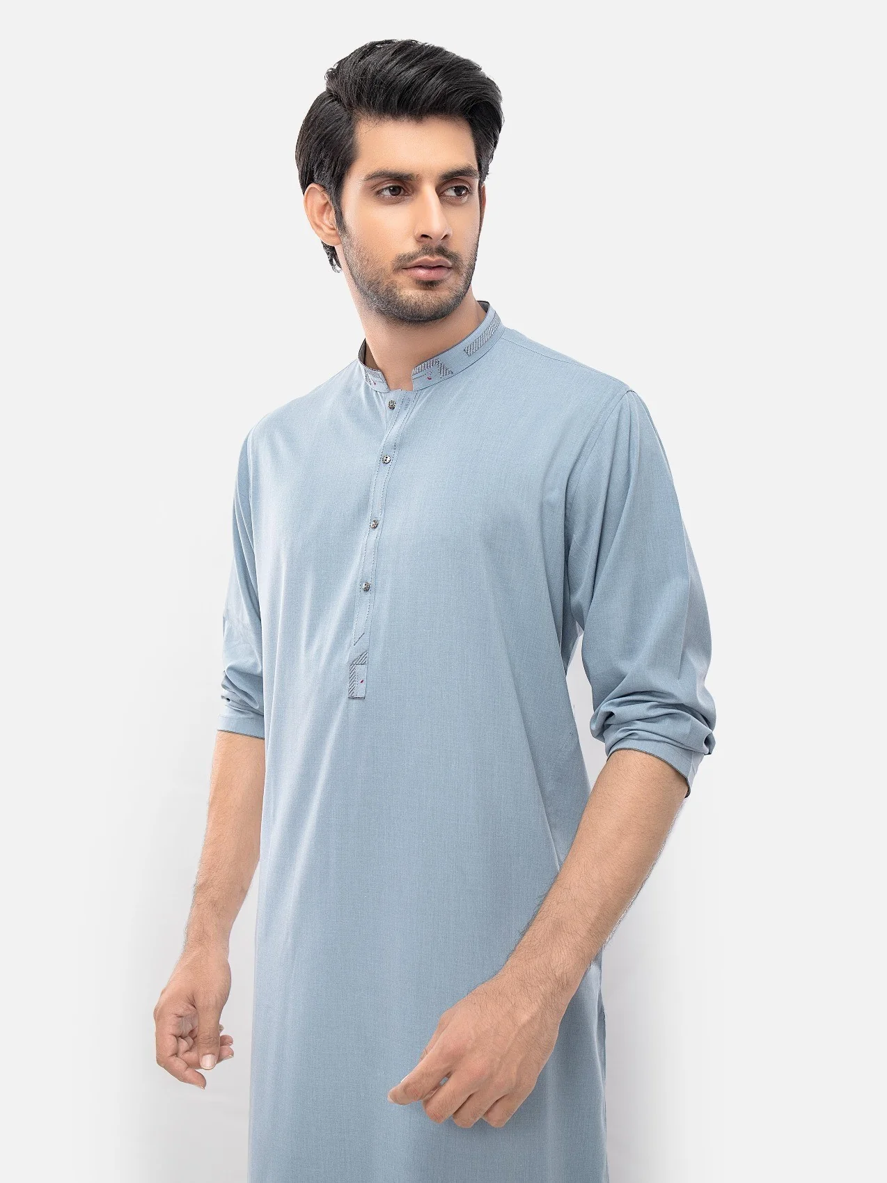 Men's Mid Blue Shalwar Kameez - EMTKS21S-40923 - Image 2