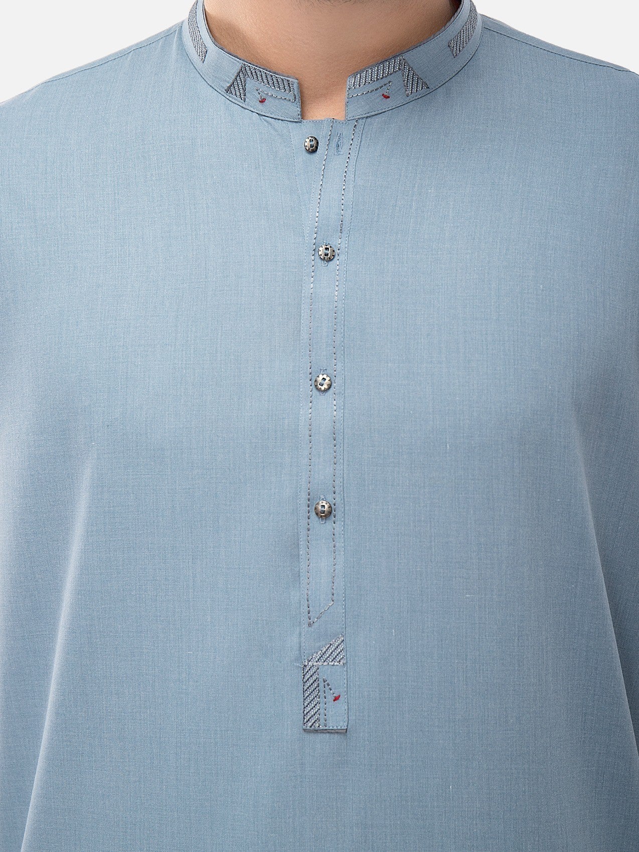 Men's Mid Blue Shalwar Kameez - EMTKS21S-40923 - Image 4