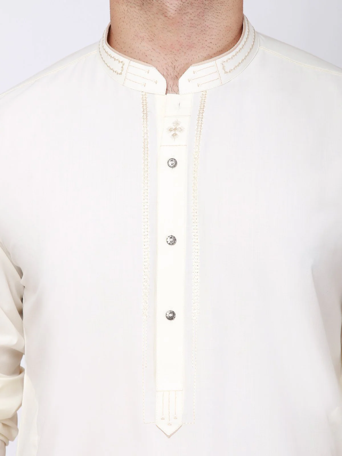 Men's Cream Shalwar Kameez - EMTKS21S-40924 - Image 3