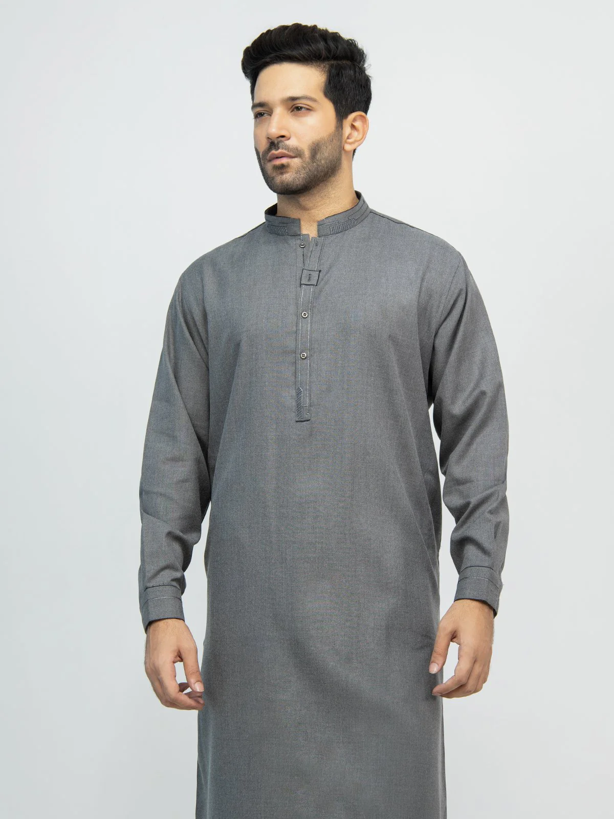 Men's Grey Shalwar Kameez - EMTKS21S-40931 - Image 2