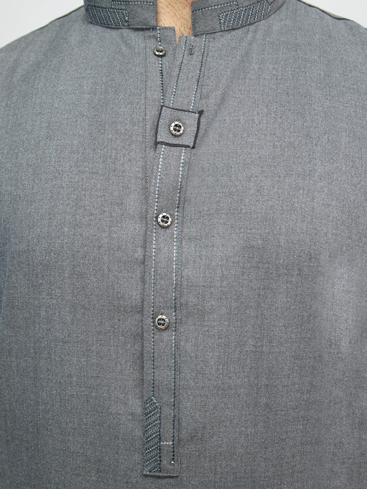 Men's Grey Shalwar Kameez - EMTKS21S-40931 - Image 3