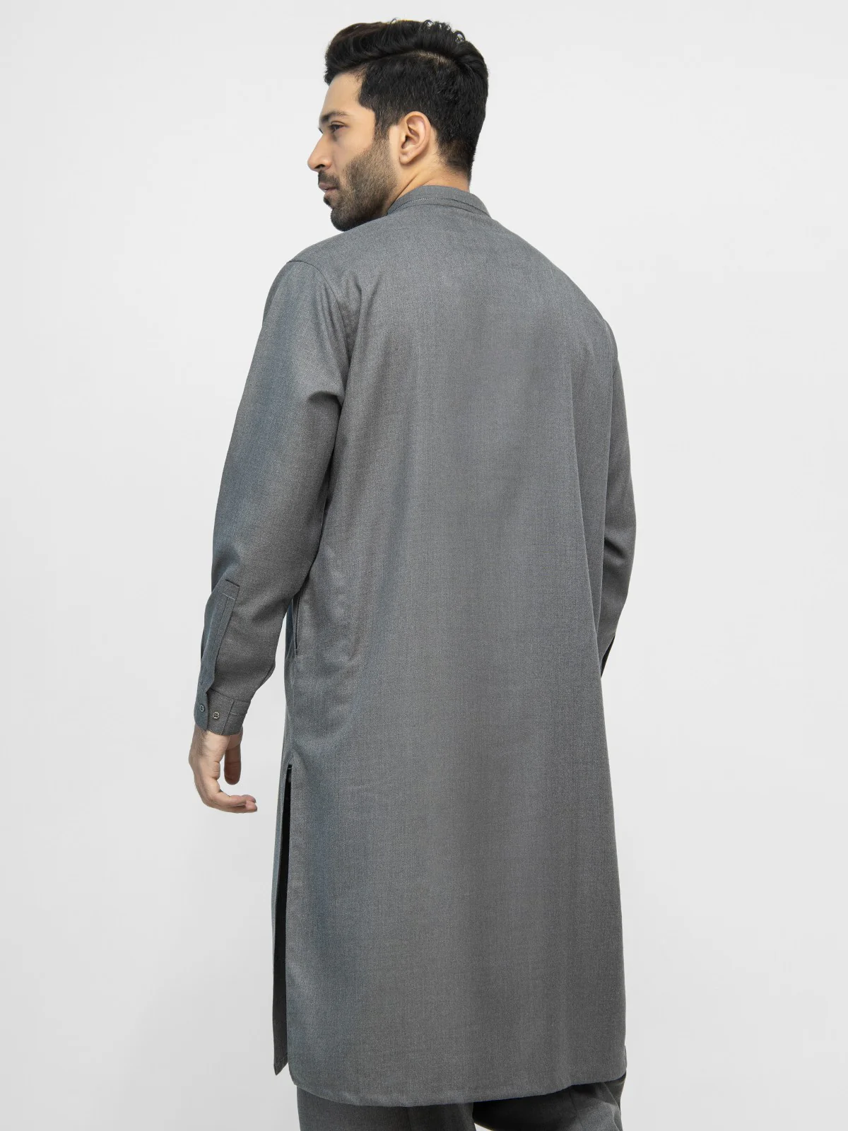 Men's Grey Shalwar Kameez - EMTKS21S-40931 - Image 4