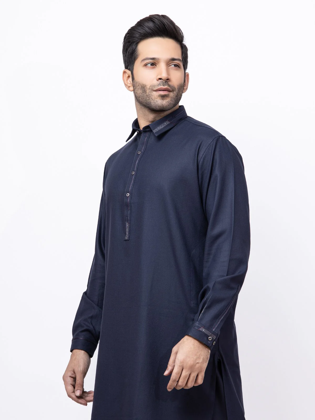 Men's Navy Shalwar Kameez - EMTKS21S-40932 - Image 2