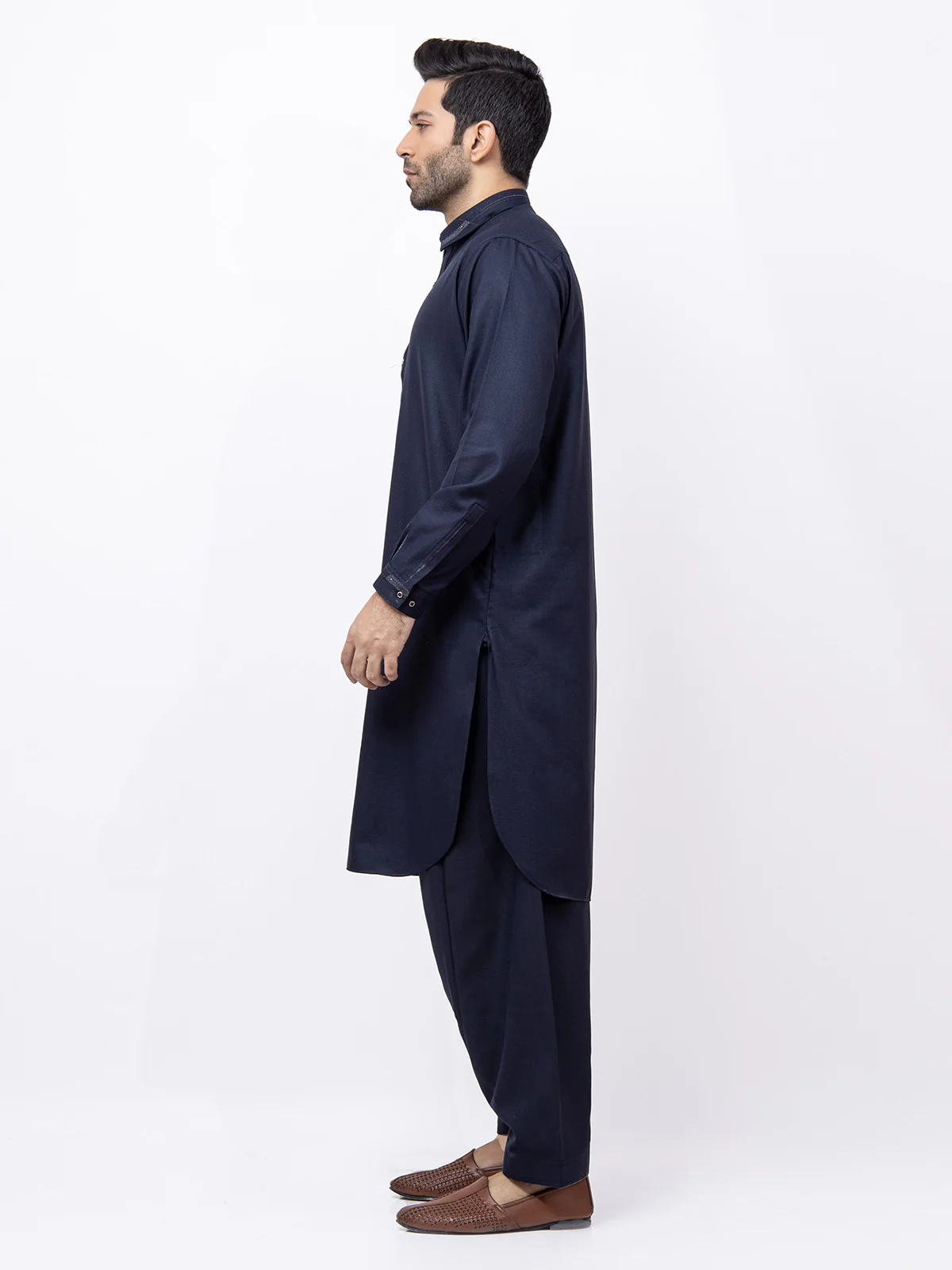 Men's Navy Shalwar Kameez - EMTKS21S-40932 - Image 3