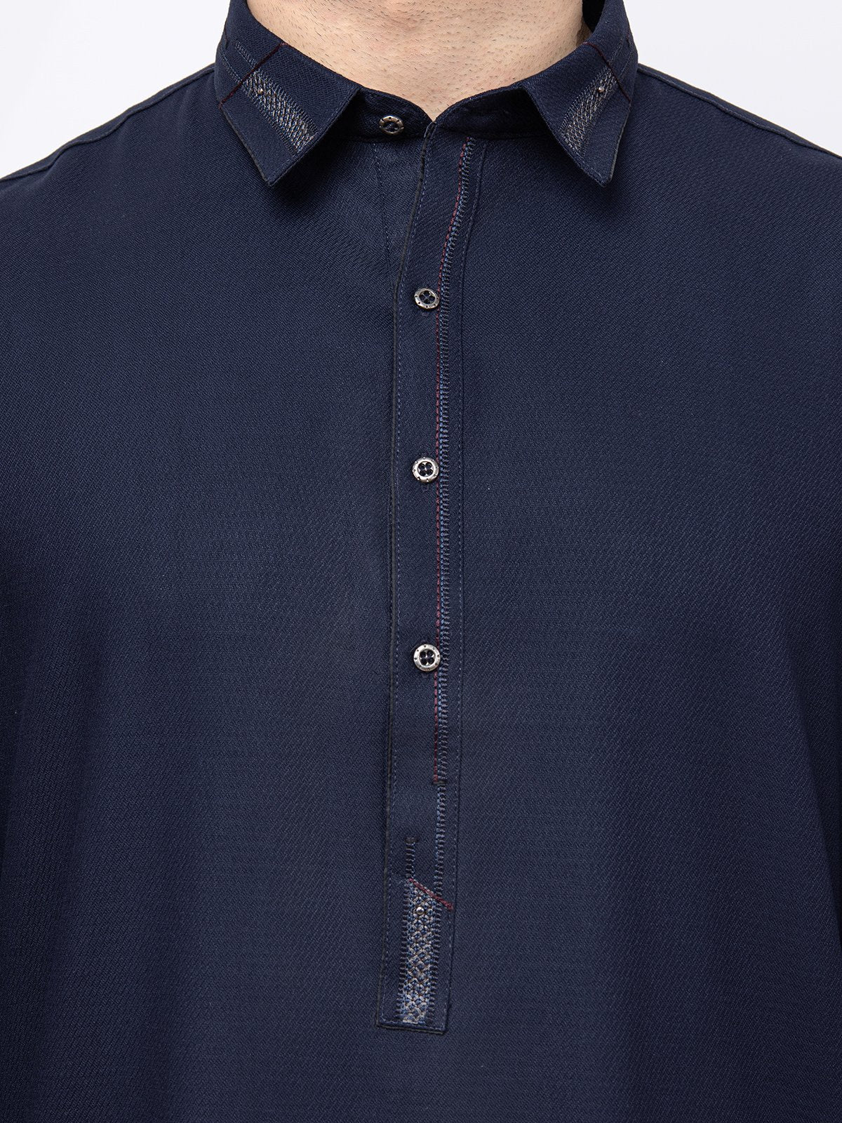 Men's Navy Shalwar Kameez - EMTKS21S-40932 - Image 4