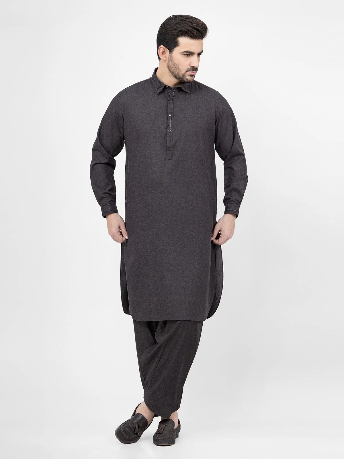 Men's Dark Brown Shalwar Kameez - EMTKS21S-40933