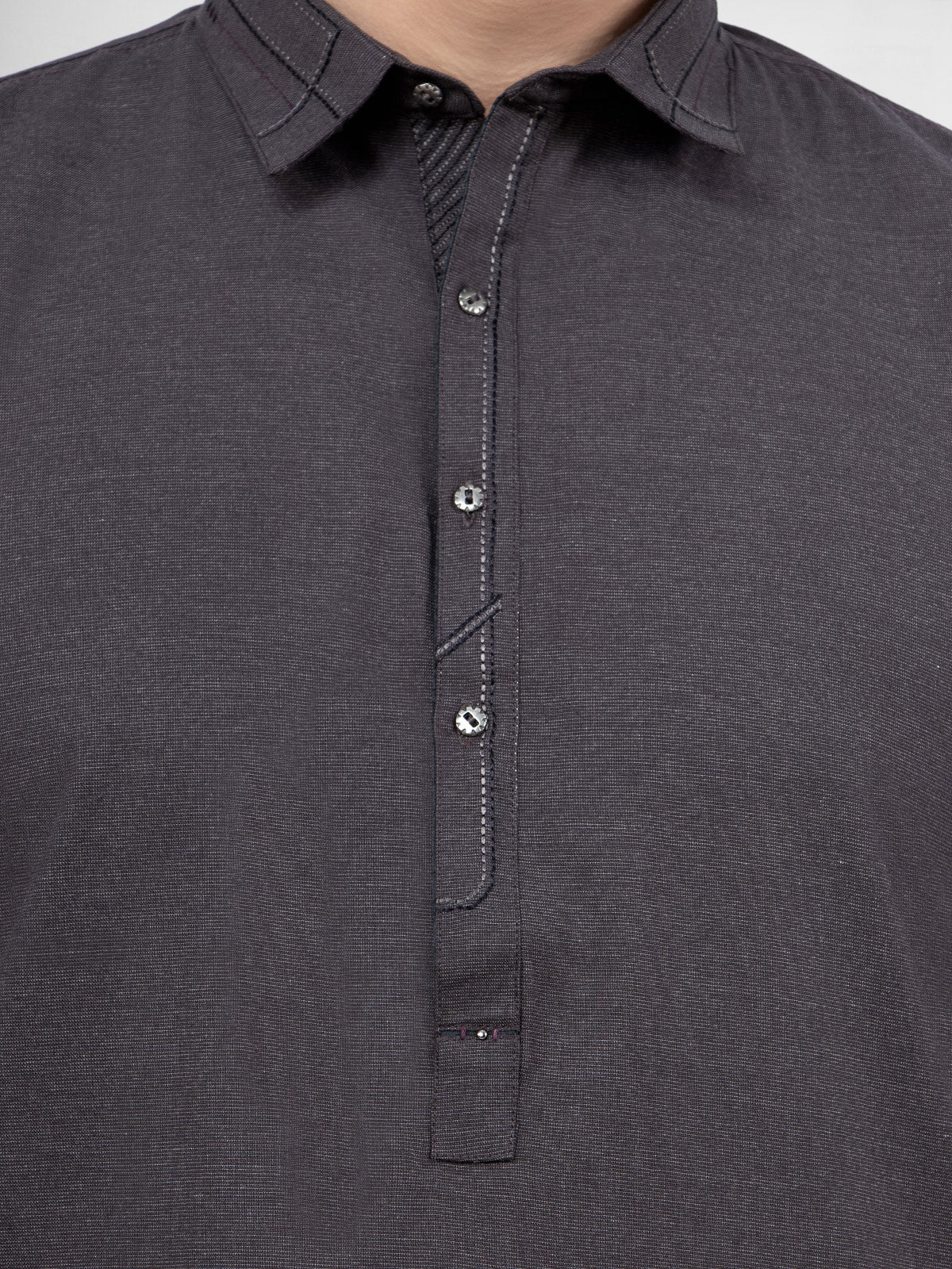 Men's Dark Brown Shalwar Kameez - EMTKS21S-40933 - Image 5