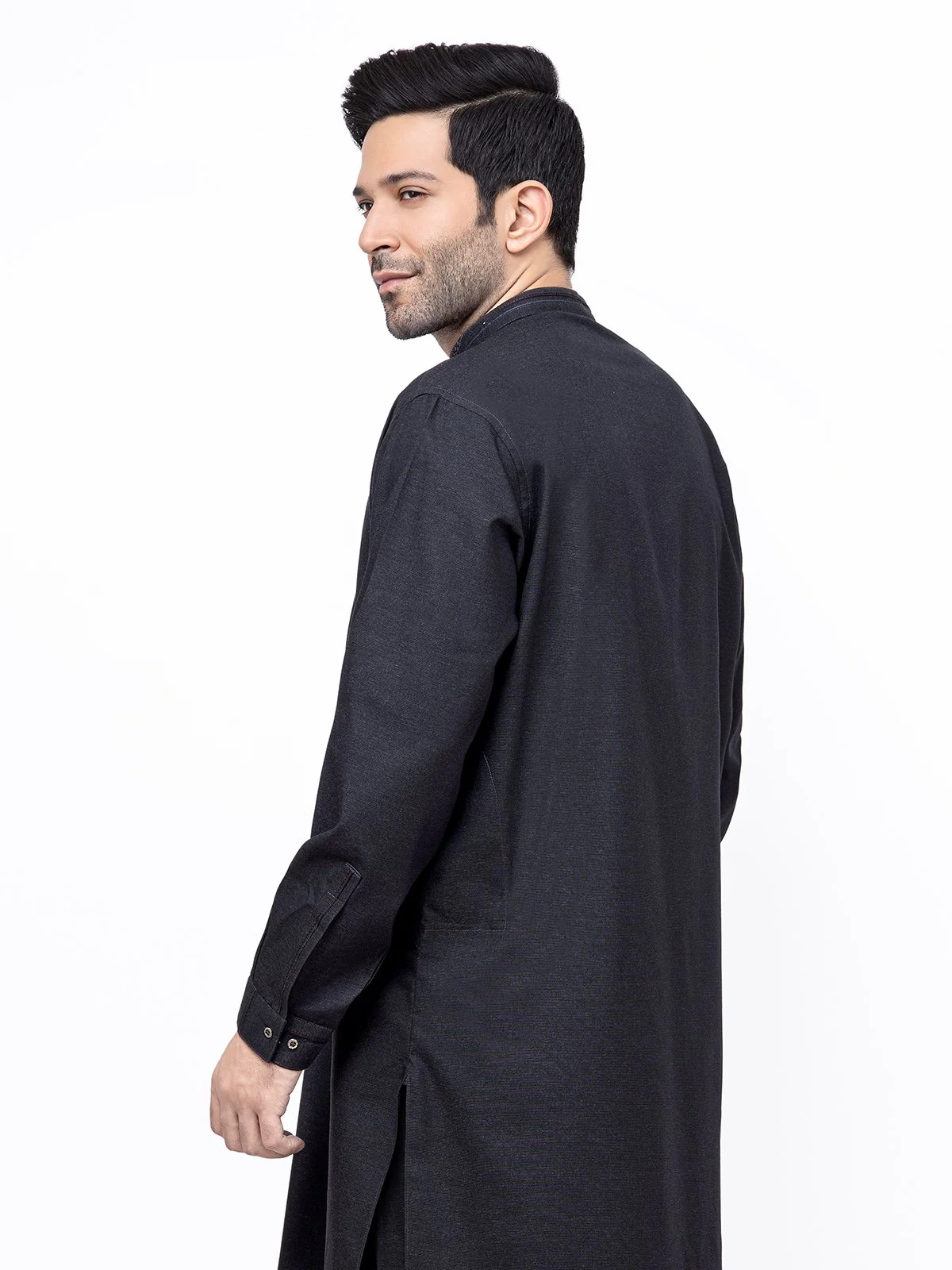 Men's Charcoal Shalwar Kameez - EMTKS21S-40934 - Image 5