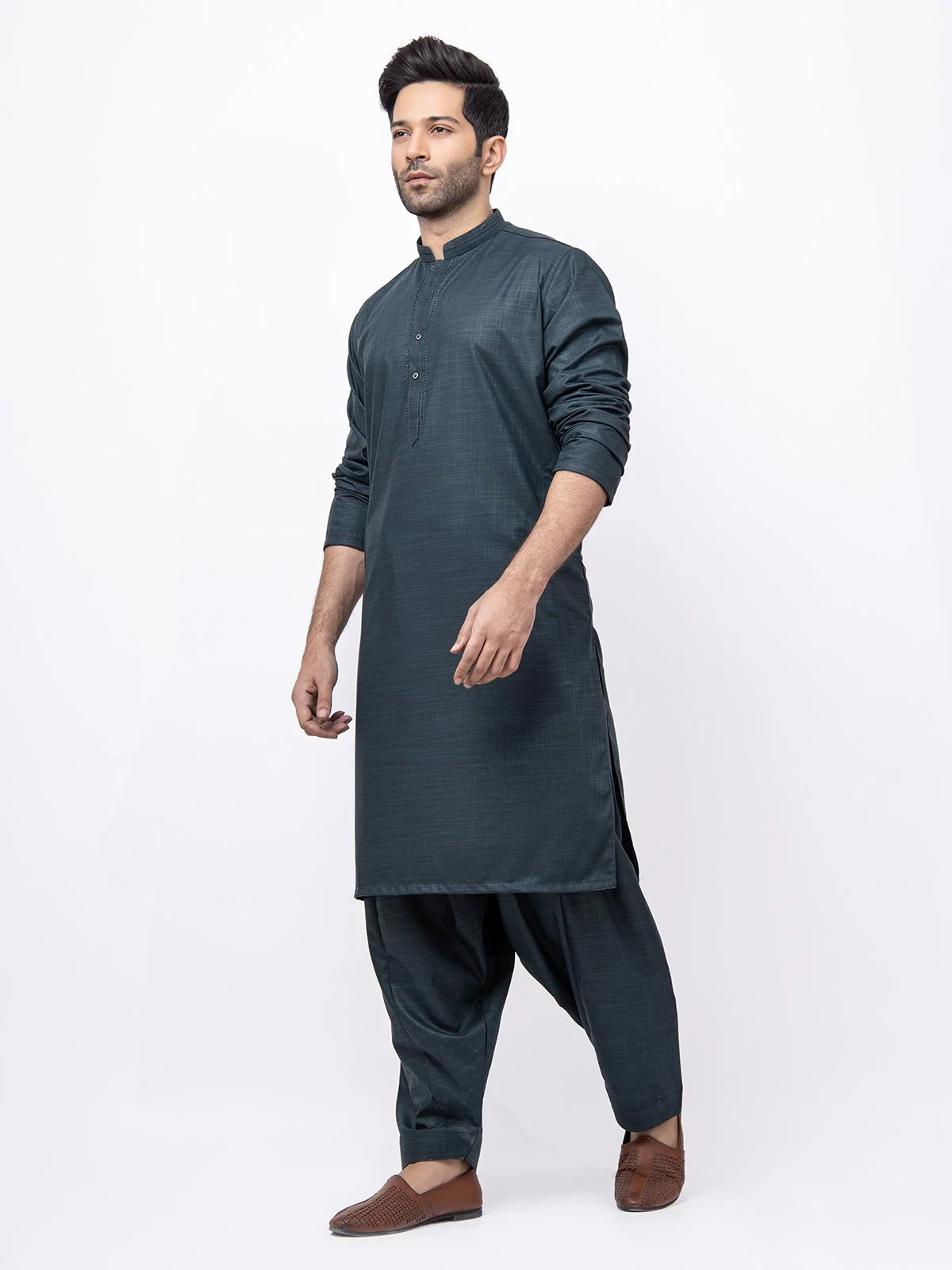 Men's Teal Shalwar Kameez - EMTKS21S-40936 - Image 3
