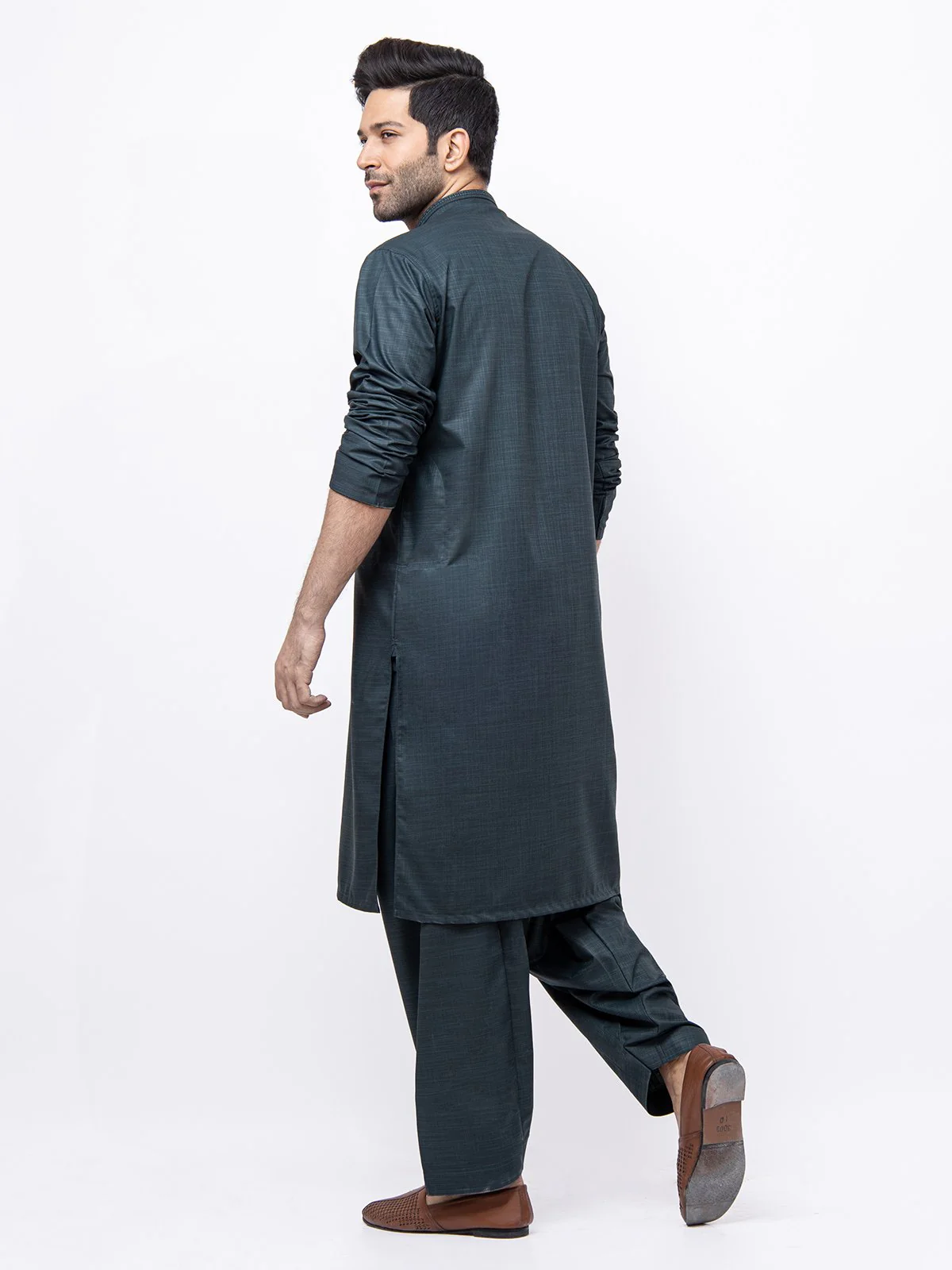 Men's Teal Shalwar Kameez - EMTKS21S-40936 - Image 5