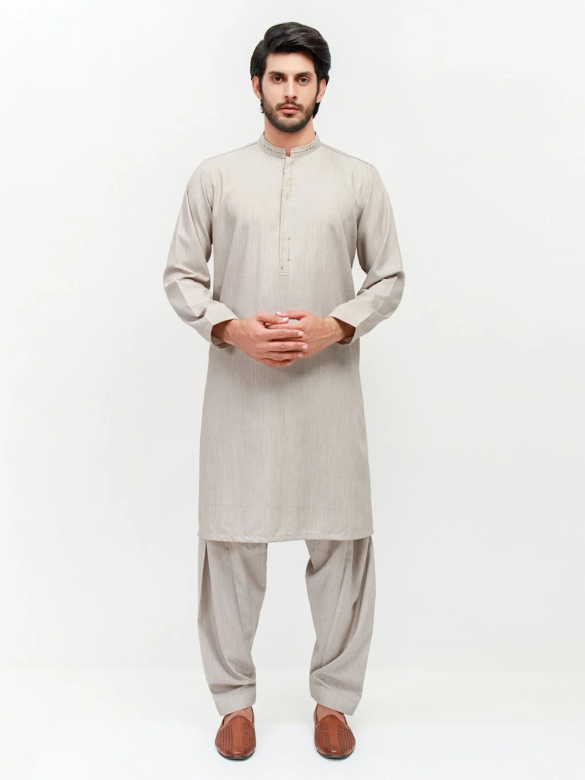 Men's Light Grey Shalwar Kameez - EMTKS21S-40939