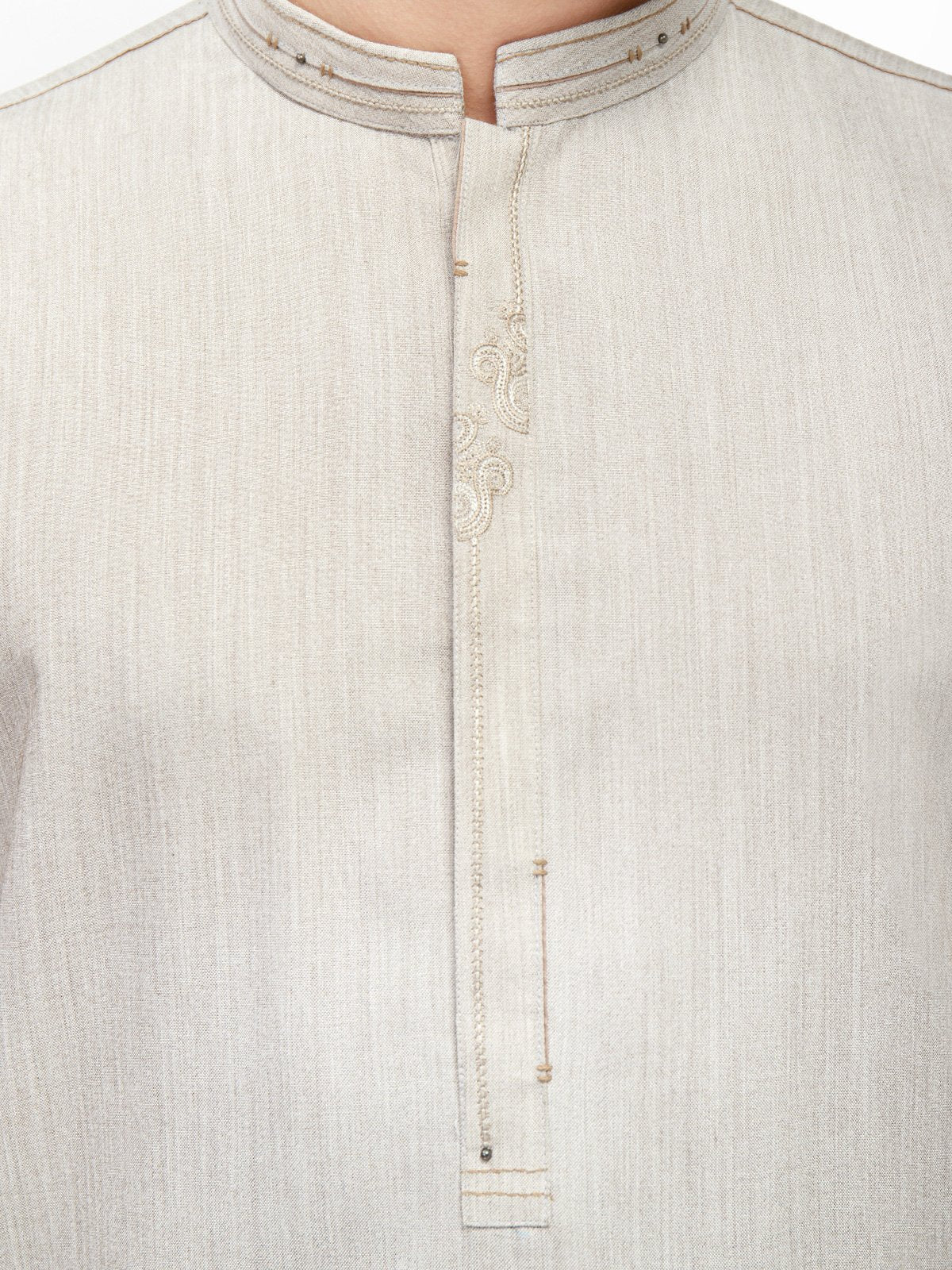 Men's Light Grey Shalwar Kameez - EMTKS21S-40939 - Image 3