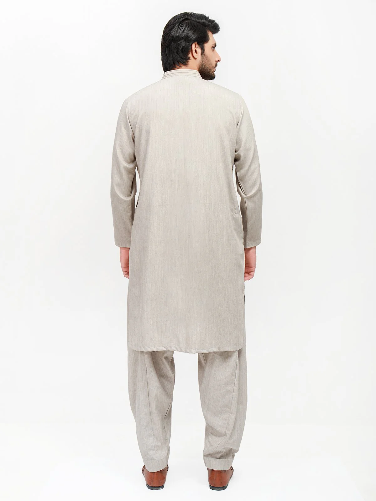 Men's Light Grey Shalwar Kameez - EMTKS21S-40939 - Image 4