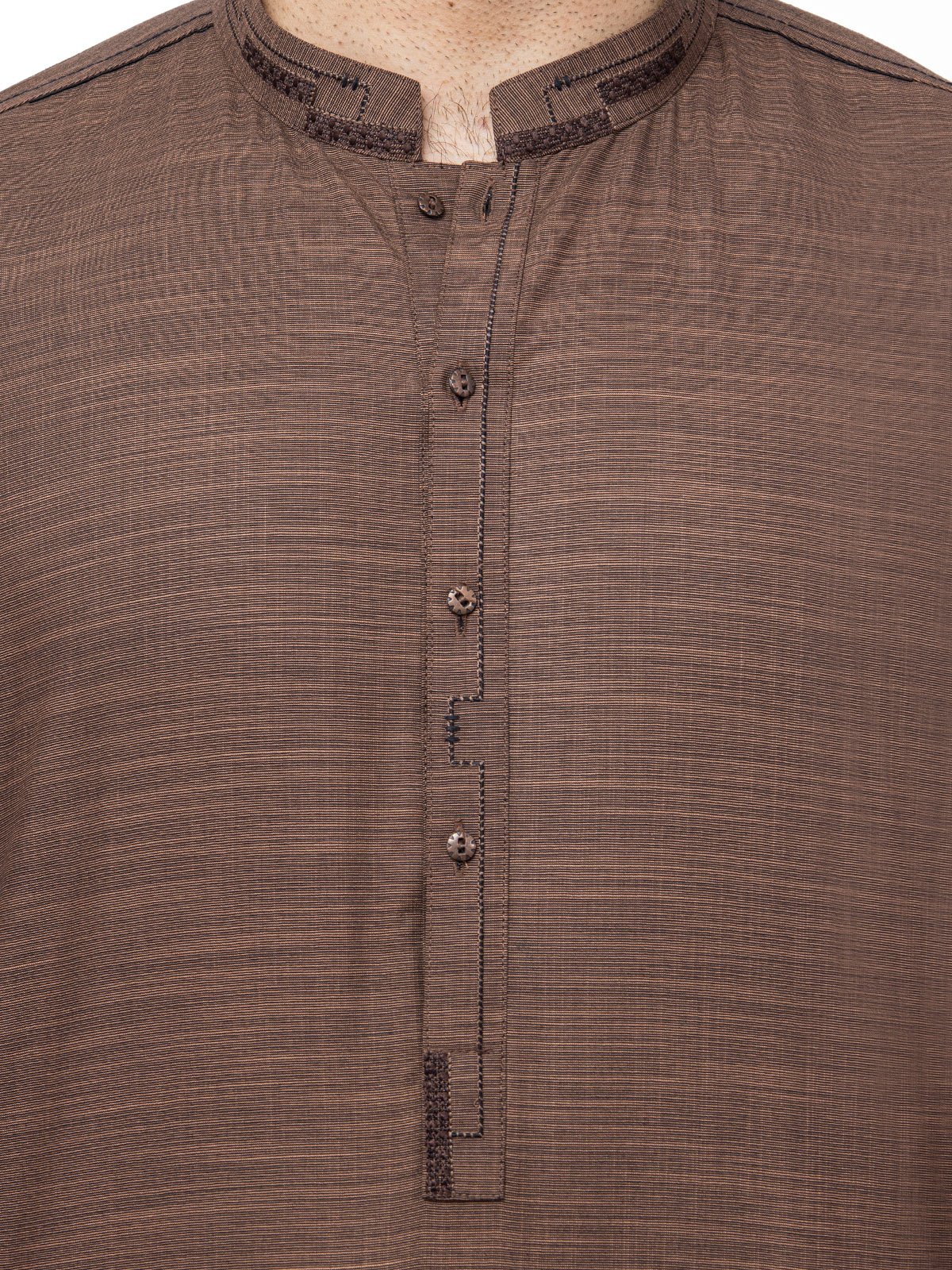 Men's Brown Shalwar Kameez - EMTKS21S-40943 - Image 4